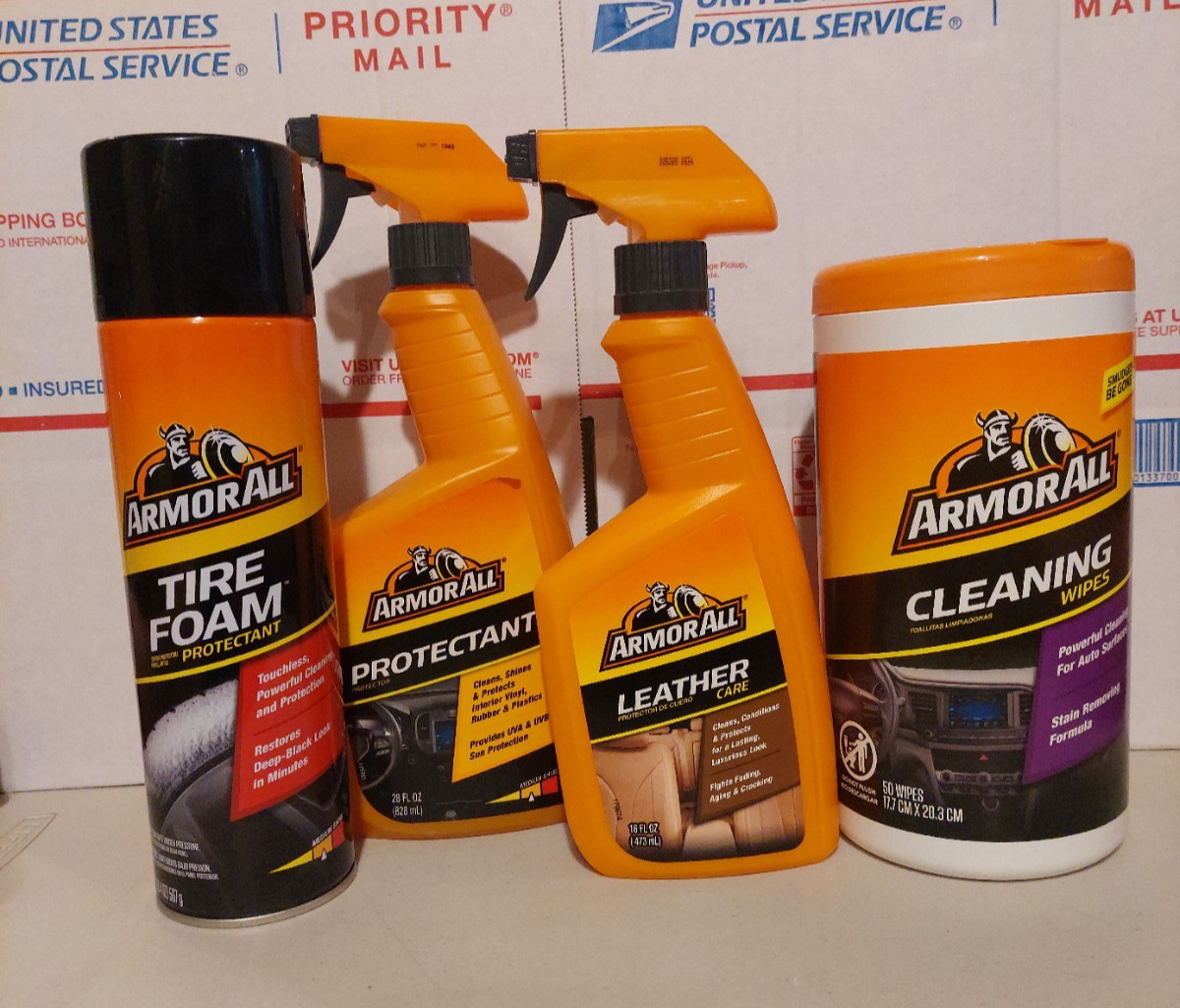 Armor All CAR CARE CLEANING KIT 4PCS SET PROTECTANT LEATHER TIRE FOAM WIPES