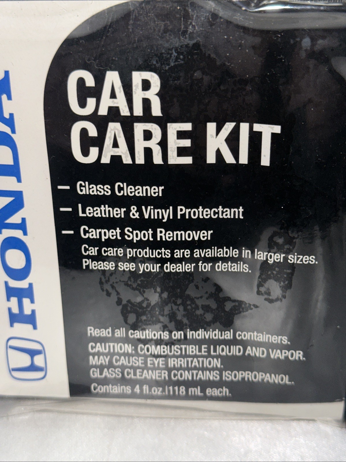 Genuine Honda Car Care Kit 08700-9211 Clear Storage Bag Glass Leather Carpet