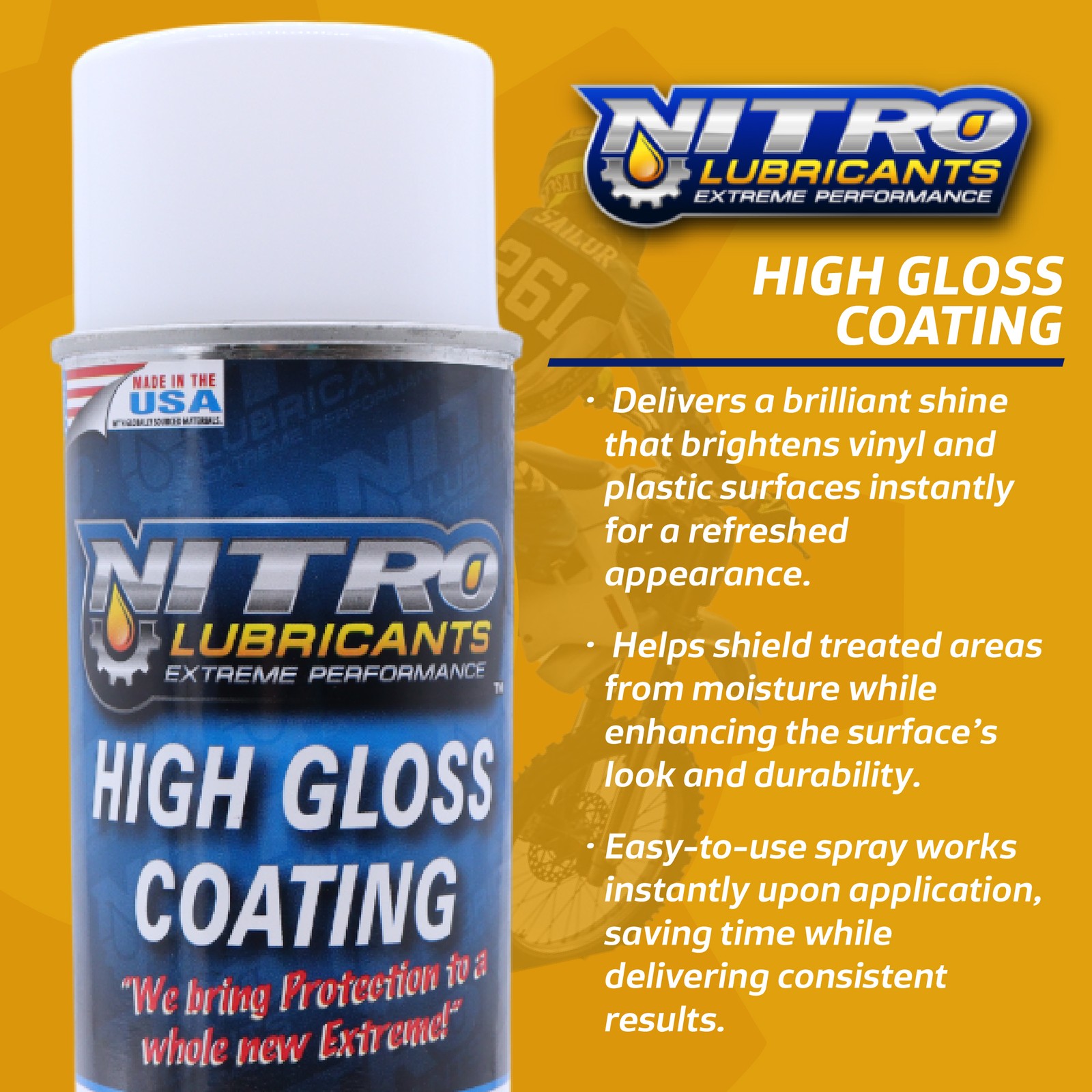 Nitro Lubricants High Gloss Coating – Vinyl & Plastic Shine, 12 oz (8-Pack)