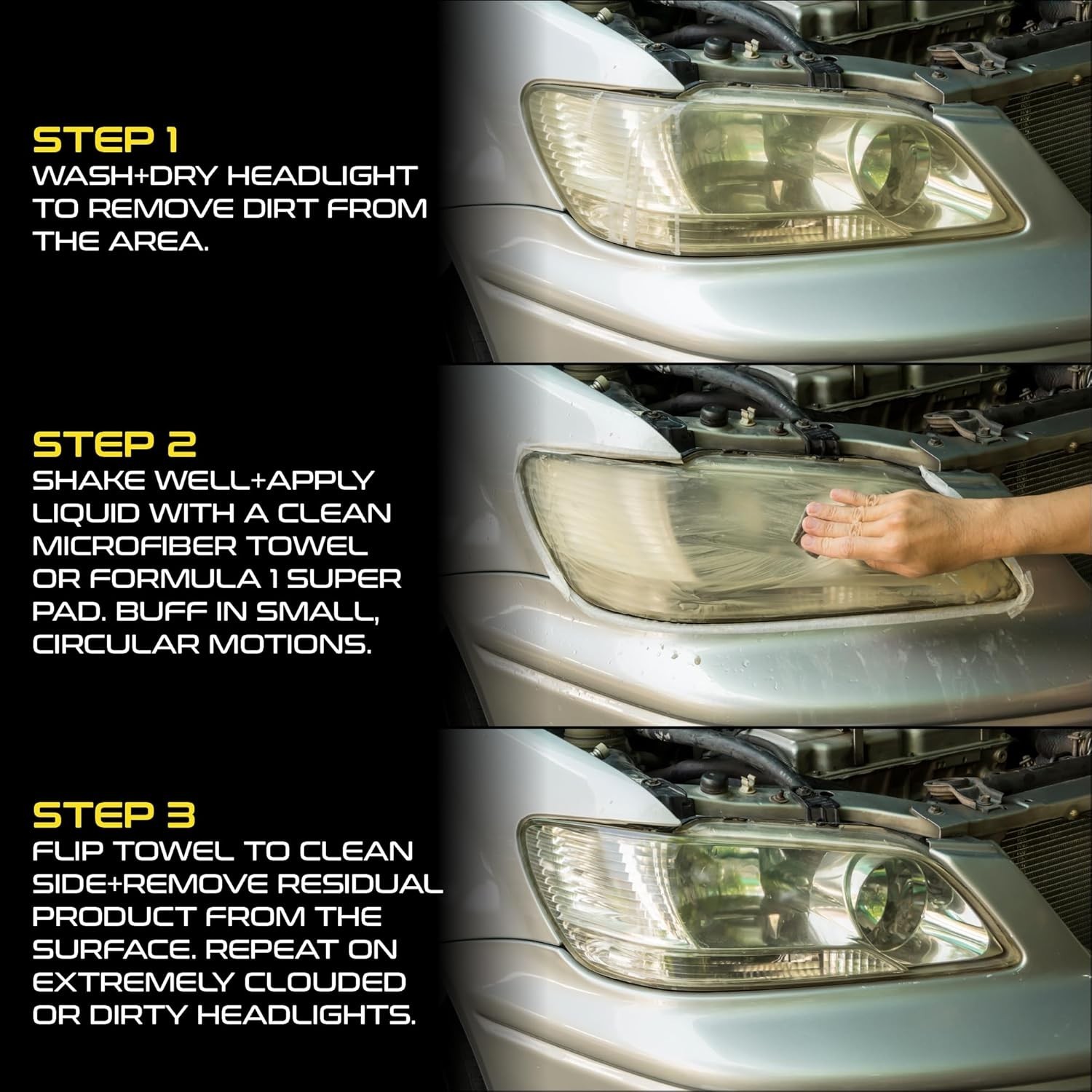 Headlight Restorer & Sealant – One Step Polish to Clean & Renew Yellowed Head…