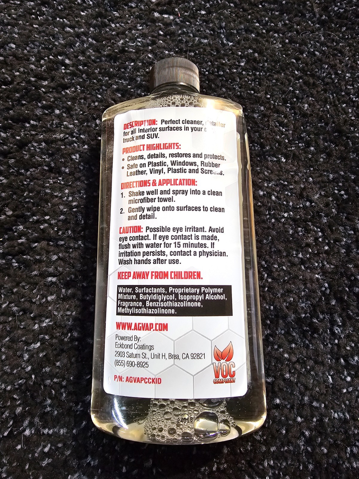 AG VAP Superior Appearance Auto Soap, Interior/Exterior Detailer & Glass Cleaner