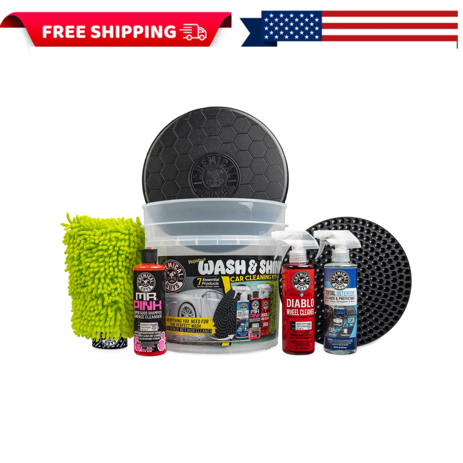 Chemical Guys Professional Wash & Shine Car Cleaning Kit (7 Essential Products)
