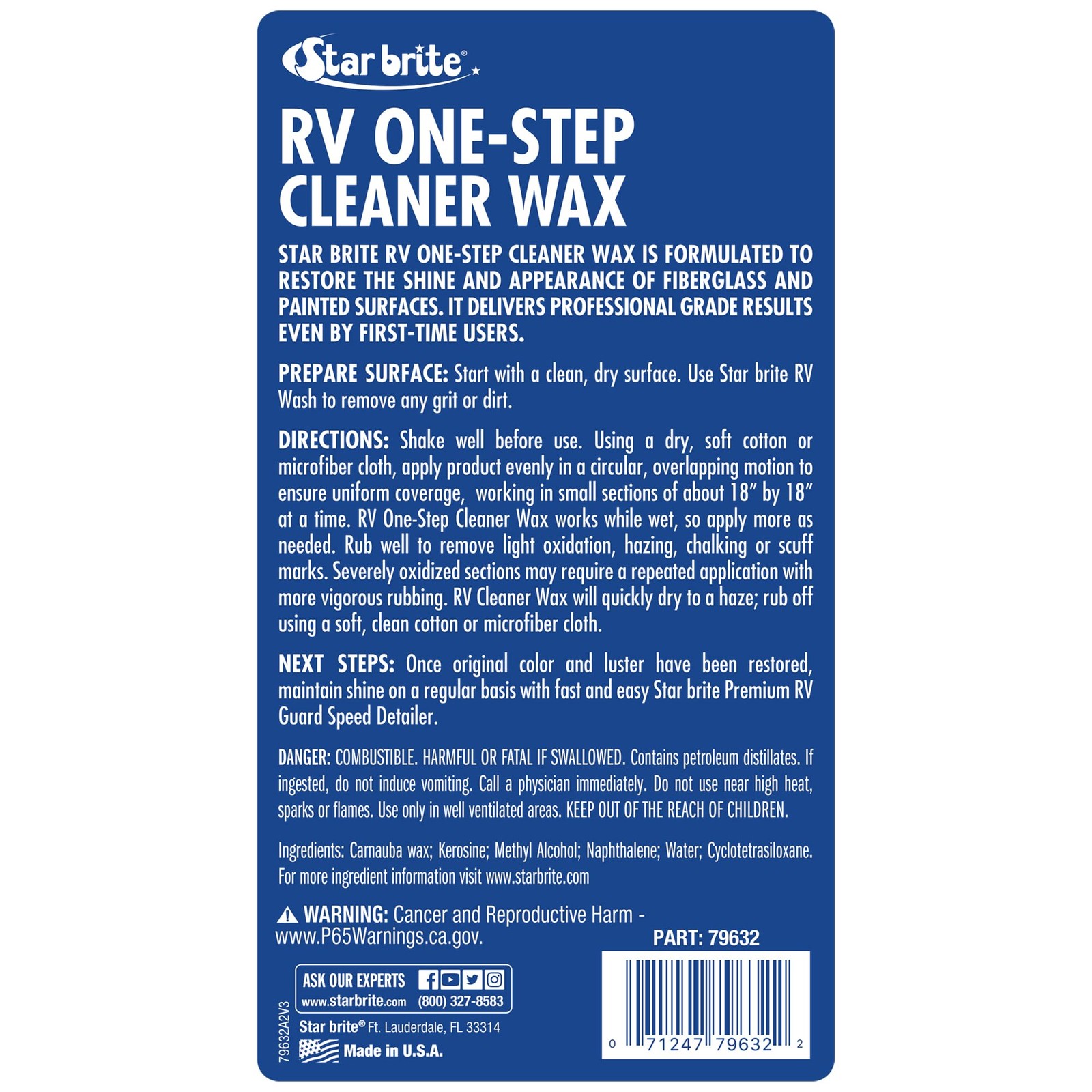 STAR BRITE Premium RV One Step Cleaner Wax – Cleans, Protects & Enhances RVs – R