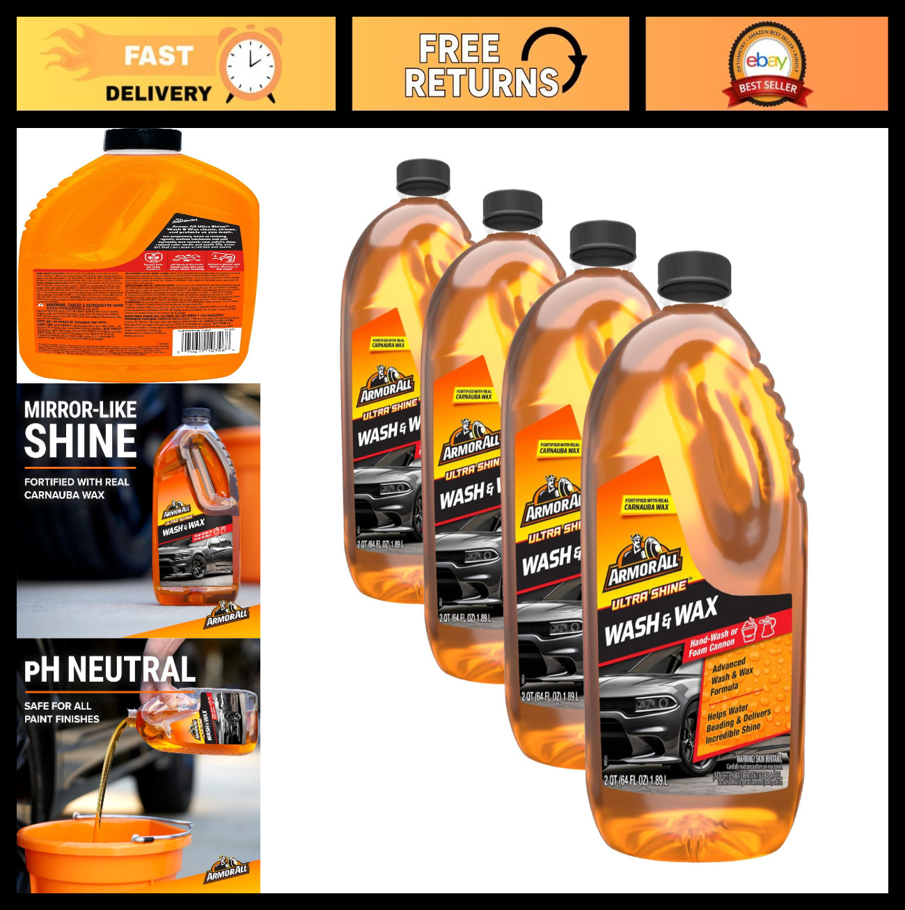 Ultra Shine Car Wash & Wax – 64 Fl Oz Cleaning Fluid for Cars, Trucks, Motorcycl