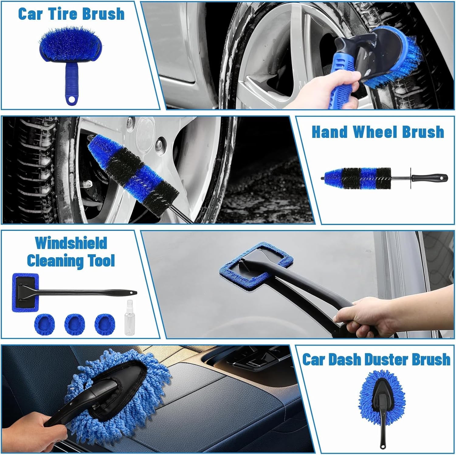 36PCS Car Detailing Kit with Drill Brushes, Polishing Pads & Wash Tools
