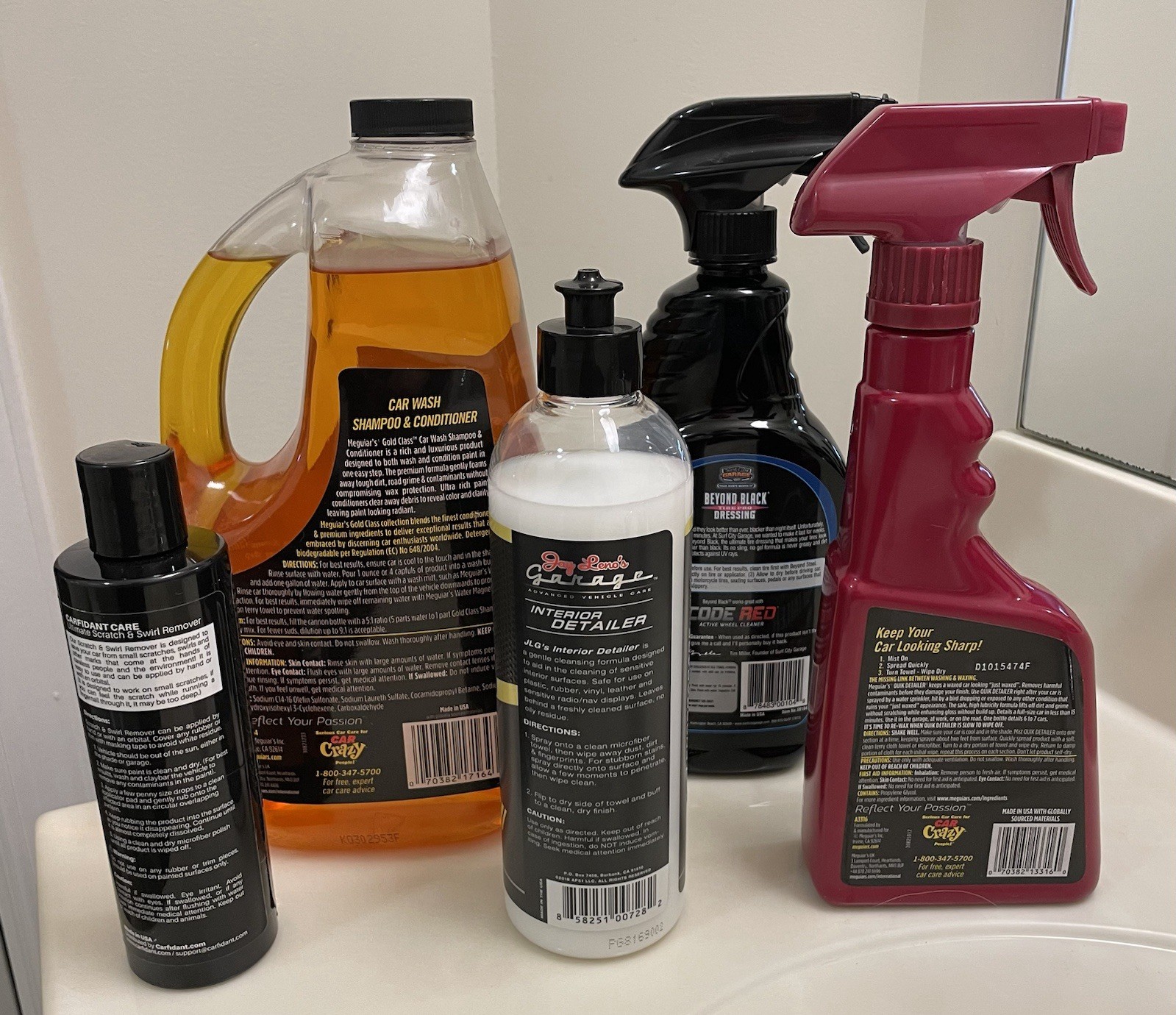 Lot of 5 Car Garage Detailing Cleaning Products Meguiar’s Jay Leno Surf City