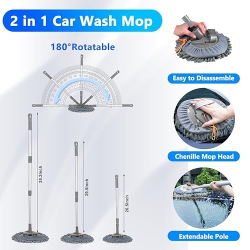 Car Wash Detailing Kit with Foam Gun, Long Handle Brush, Folding Bucket – Car Cl