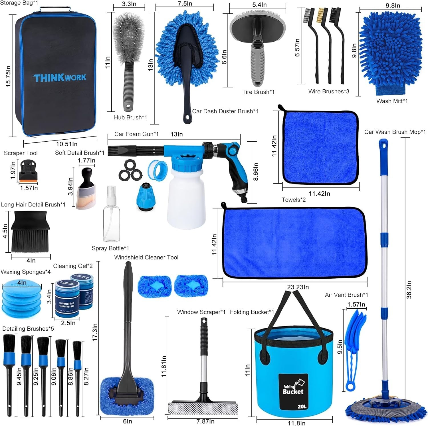 Versatile Car Cleaning Kit with Foam Gun & Brushes – Perfect Gift for Car Lovers