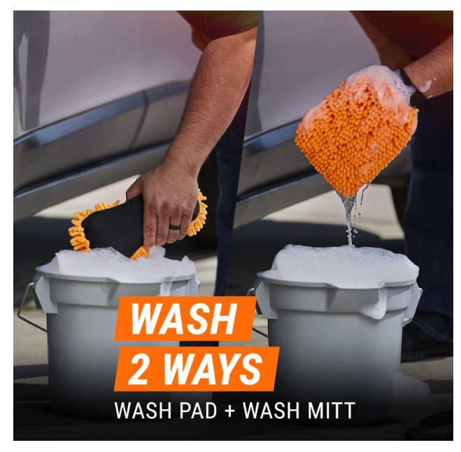 Armor All Microfiber Car Wash Mitt and Pad Set
