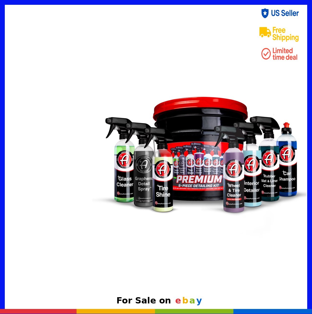 Car Detailing Kit 9 Piece Bucket Glass Cleaner Graphene Detail Spray Tire Shine