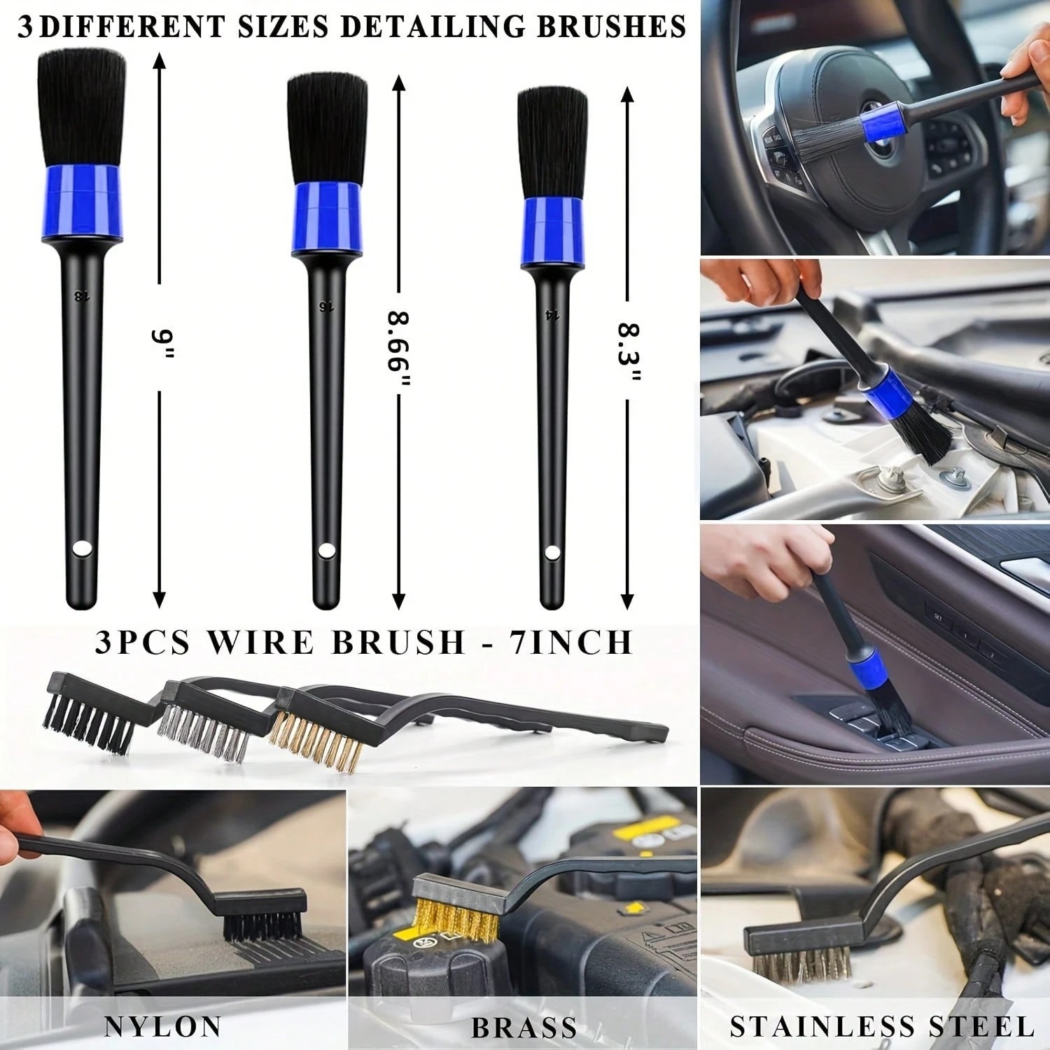 19 Piece Car Cleaning Kit Handheld Vacuum Interior Detail Tools