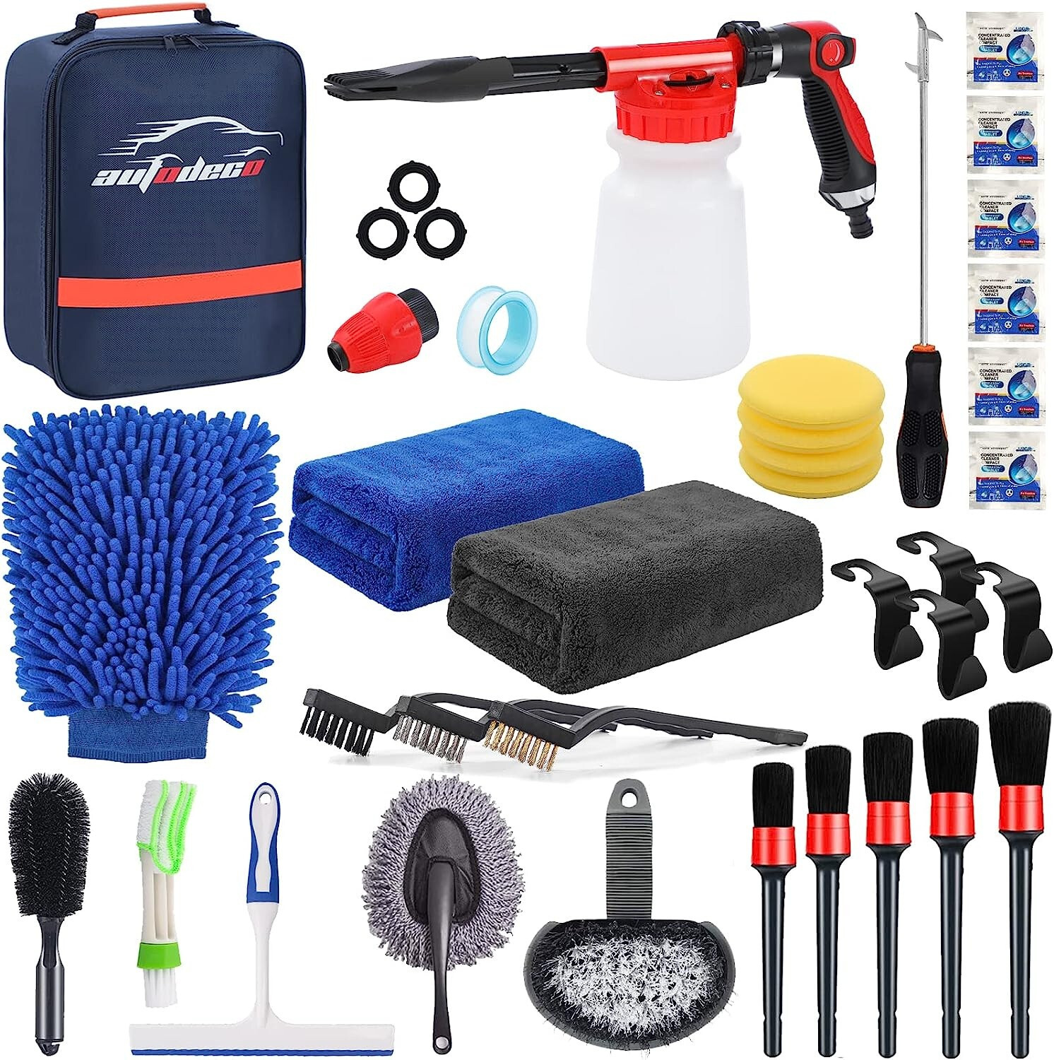 Car Wash Cleaning Kit Interior Exterior Auto Detailing Set Foam Gun Sprayer Tire