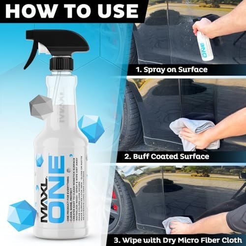 Waterless Car Wash Spray 40 oz Kit with Microfiber Cloths Quick Detailer Shine