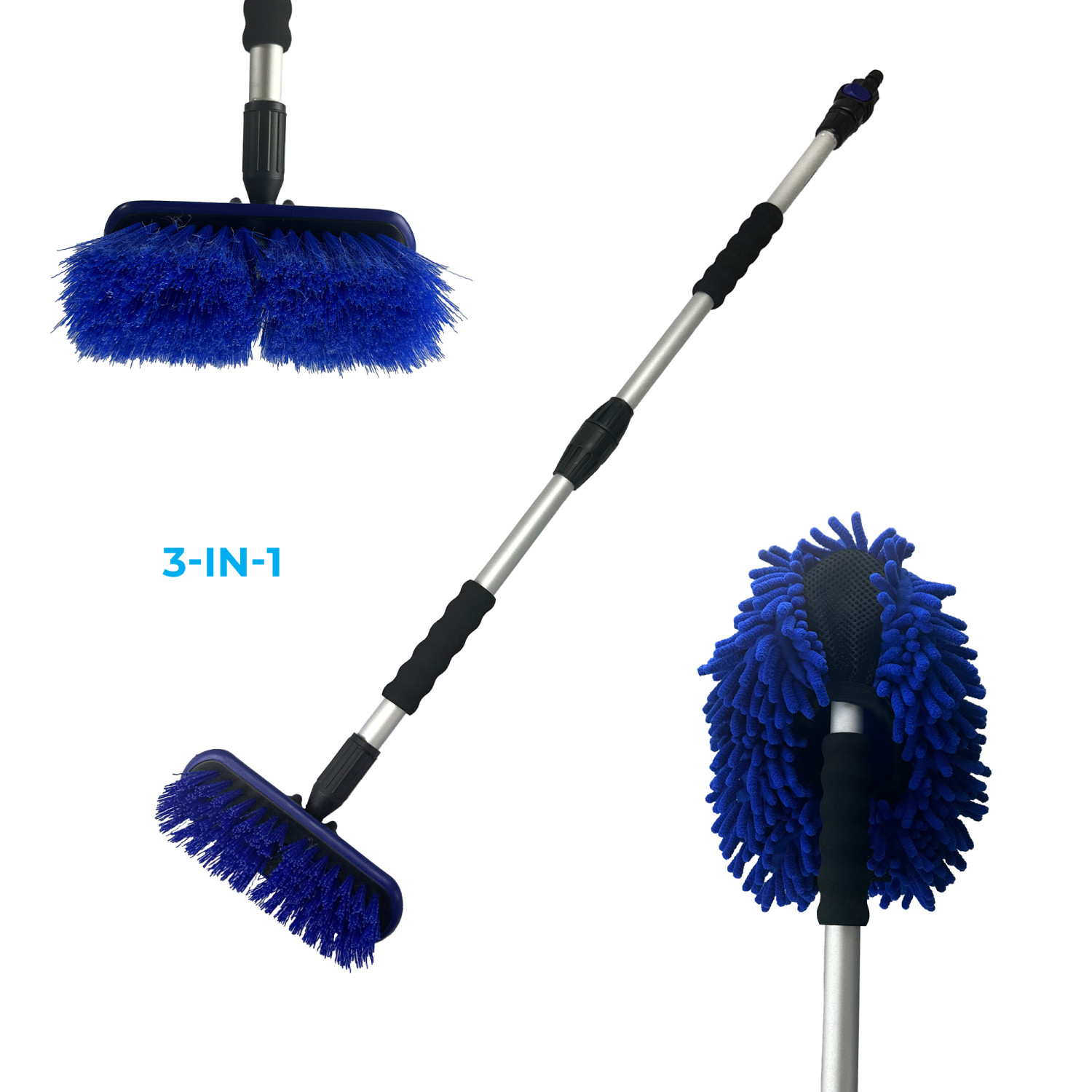 Window Cleaning Washbrush Set Telescopic 3in1 Adjustable Caravans Garden Cars