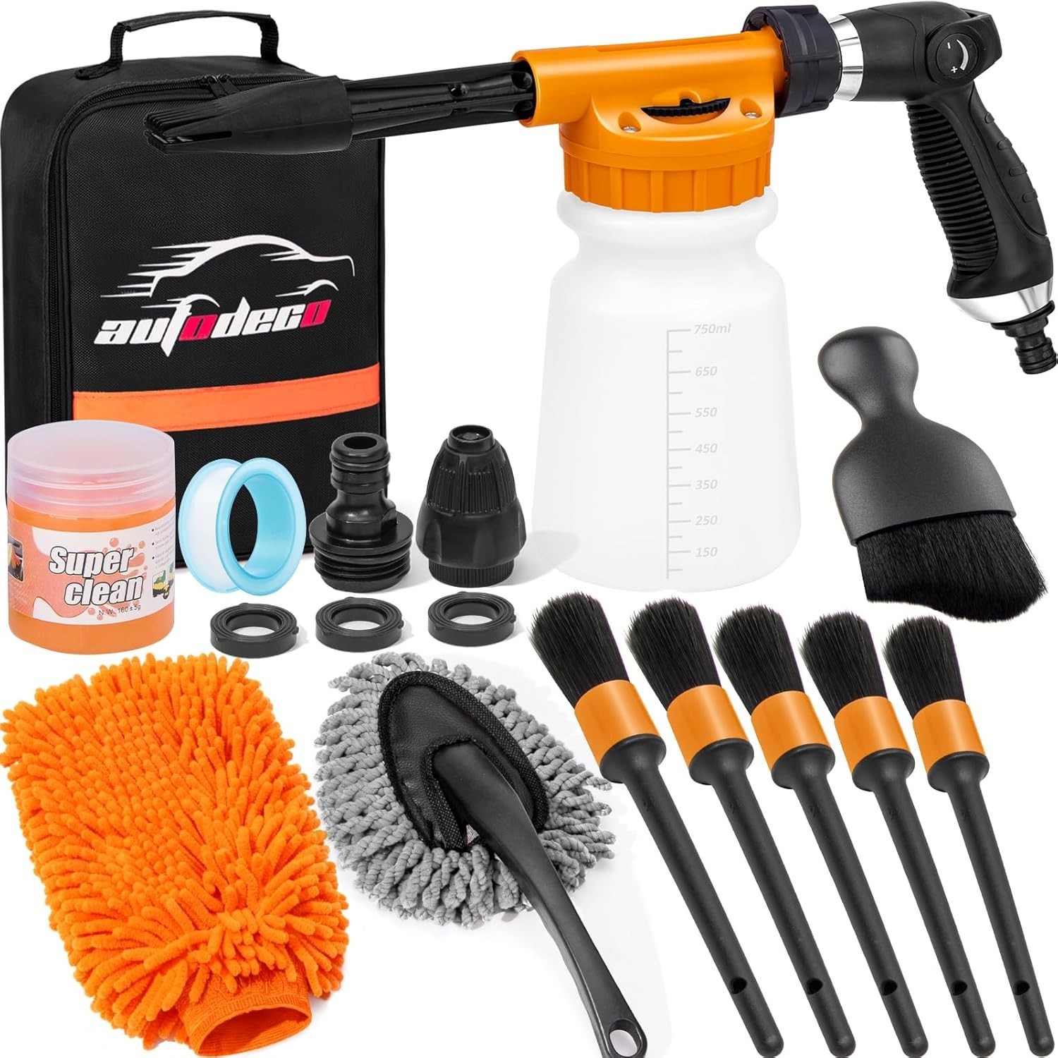 Car Wash Detailing Kit Cleaning Kits with Foam Gun Sprayer, Car Wash Brush an…