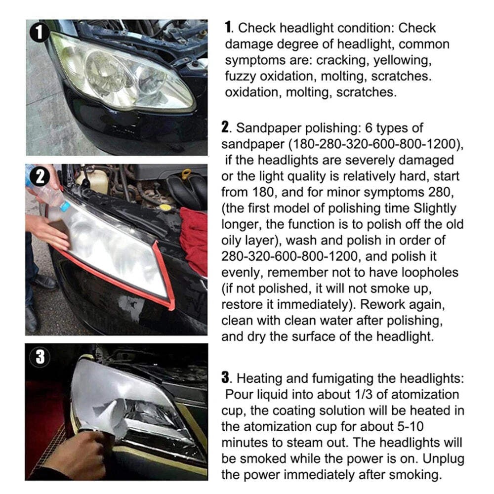 800ML Car Headlight Restoration Automotive Cleaning Kit Renovation SUV Truck