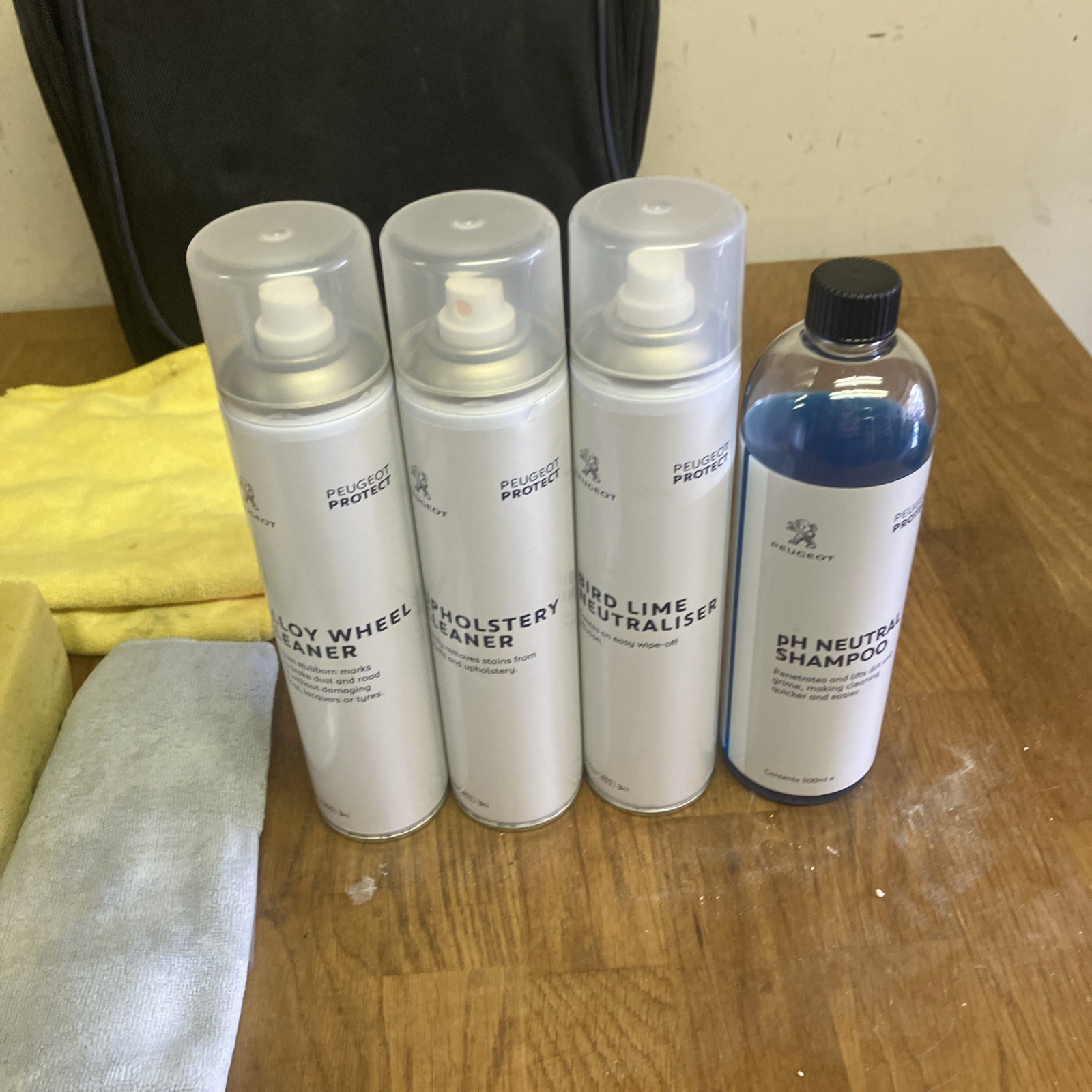 Peugeot Protect Car Cleaning Detailing Kit Bag Sponges, Glass Upholstery Used A5