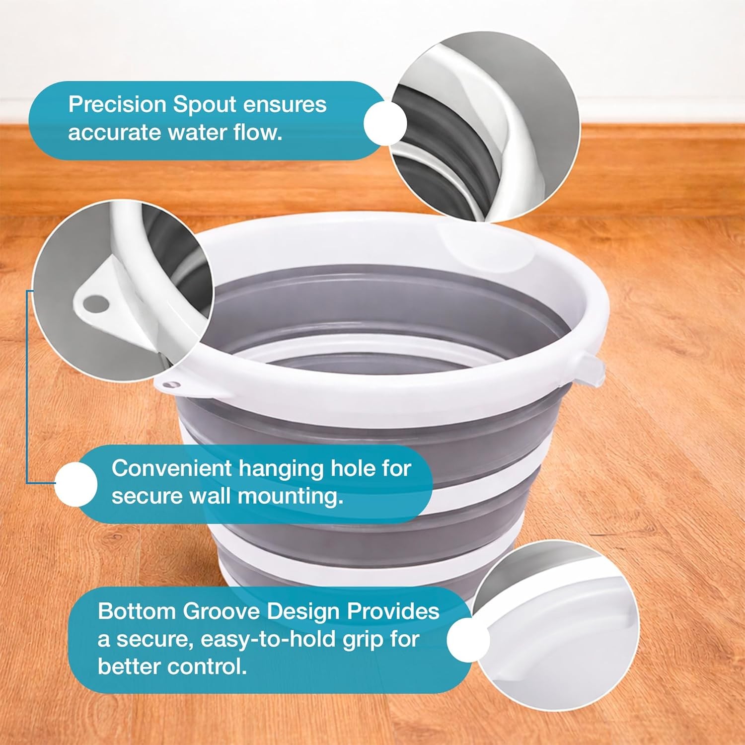 Collapsible Bucket with Handle 2.6 Gallons 10L Foldable Bucket