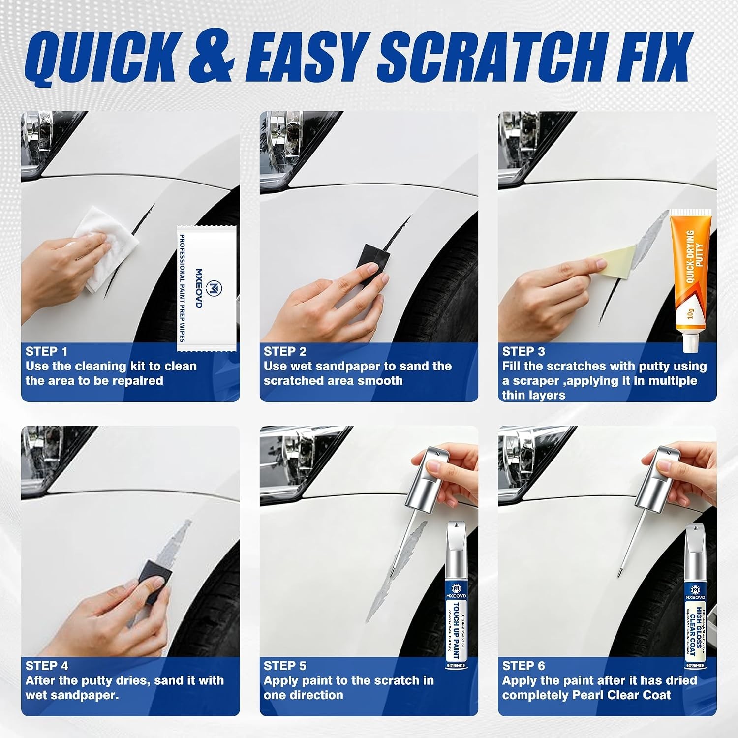 Complete Scratch Repair Kit for Honda – Platinum White Pearl NH-883P with Primer