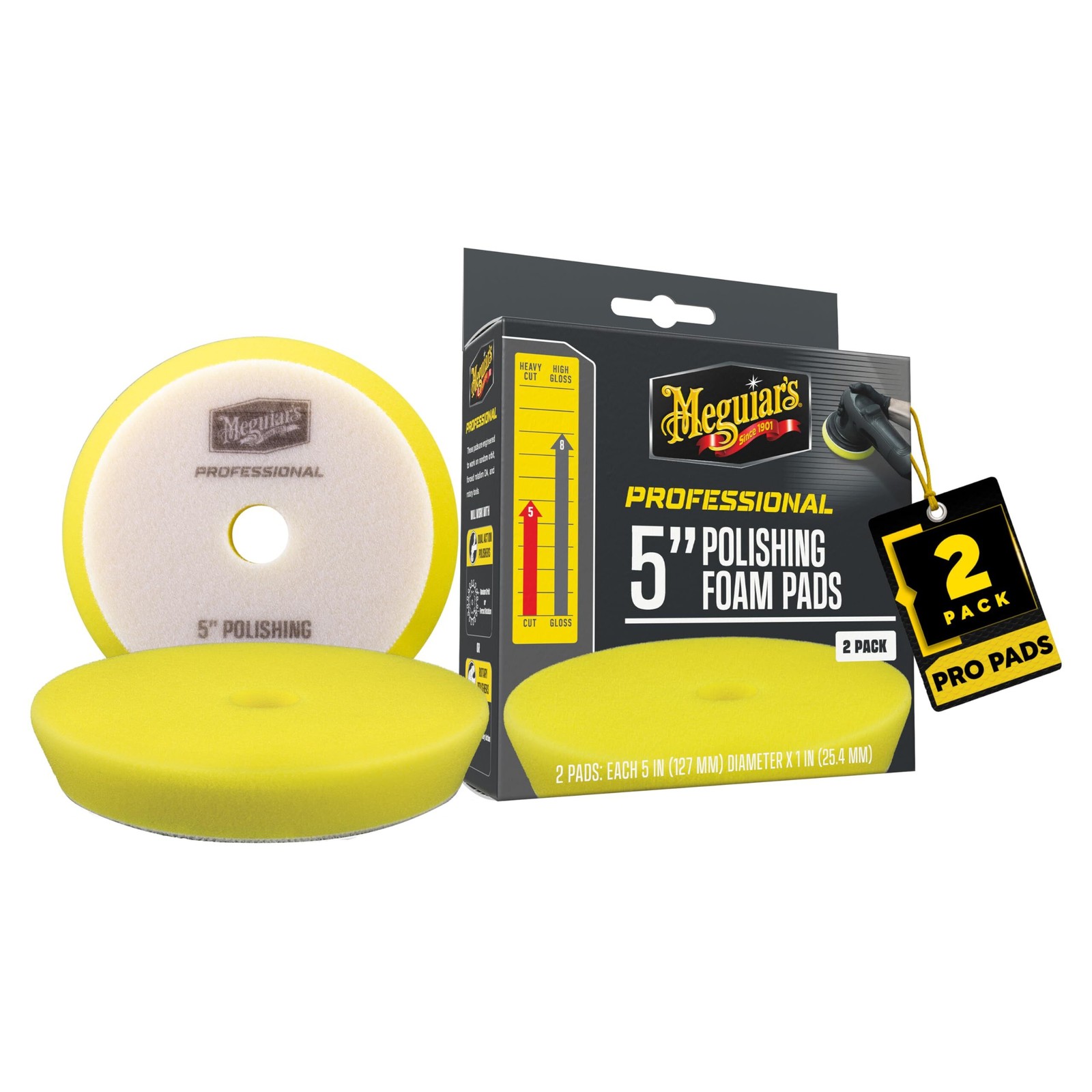 Meguiar’s 5″ Polishing Foam Pads for Removing Light Defects Scratches 2Pc M5PFP2