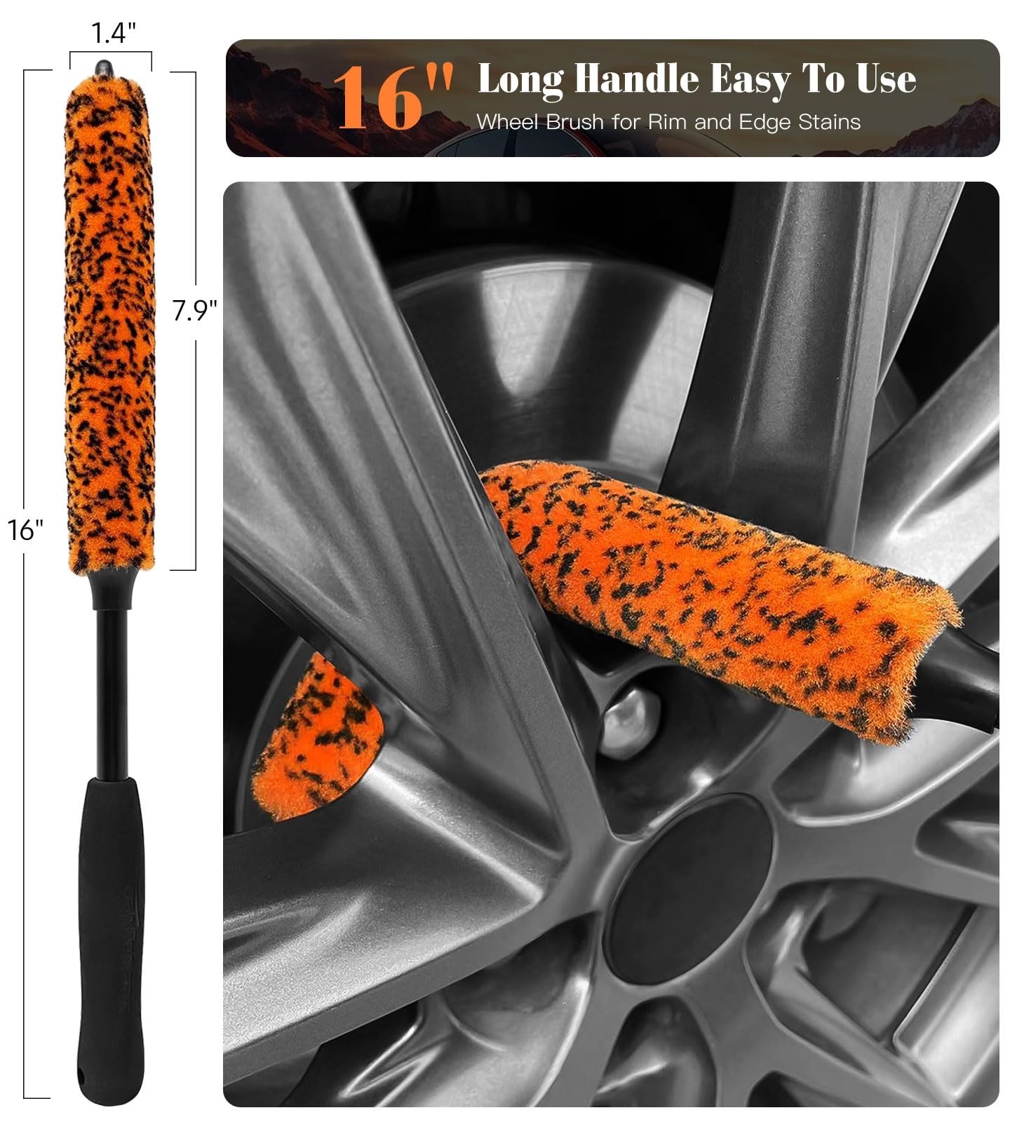 7PCS Motorcycle Cleaning Kit – Bendable Wheel Brushes, Tire & Chain Brush, Mitt
