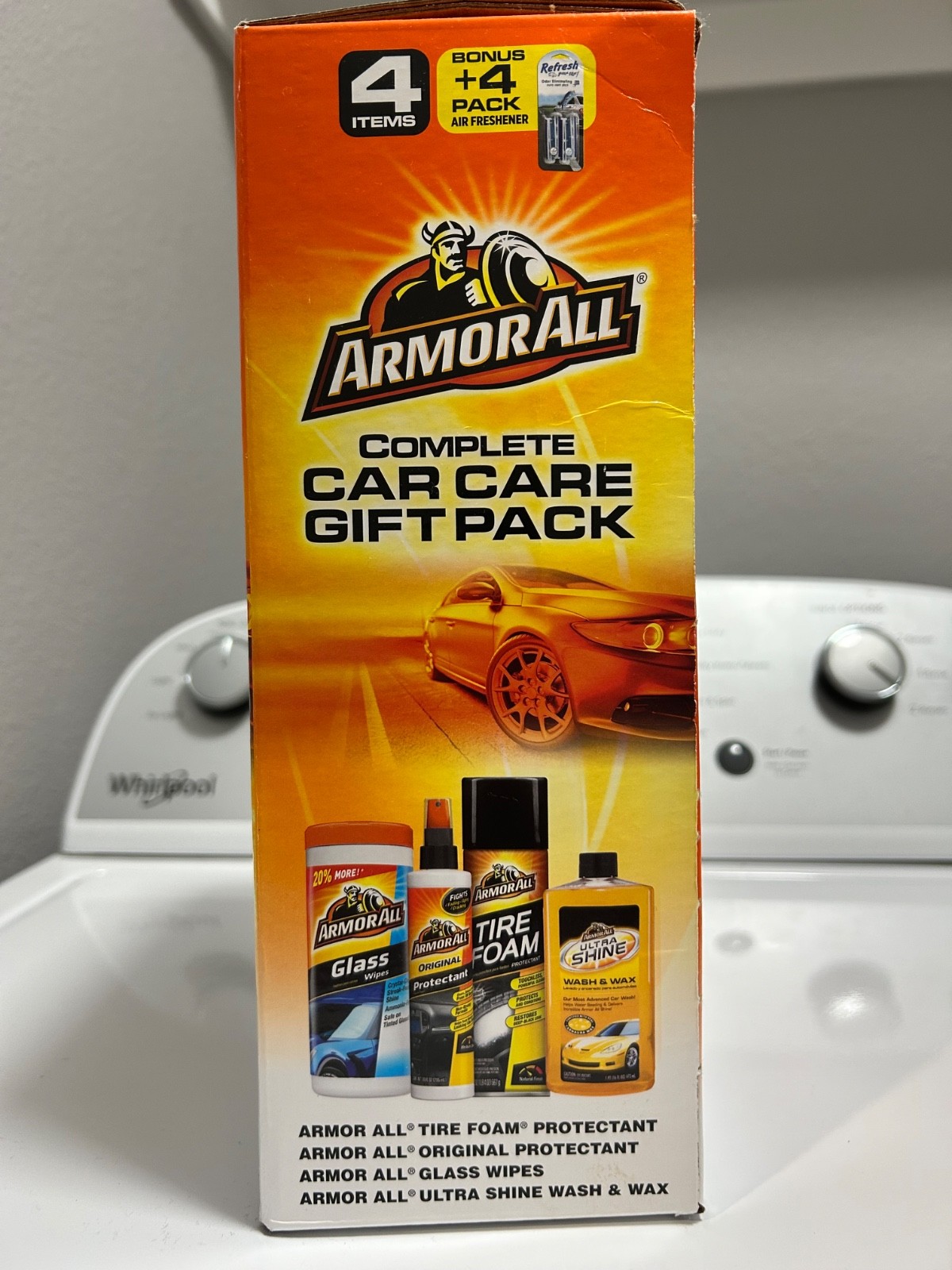 Car Care Kit 4 Piece Wash Wax Glass Cleaner Tire Foam Armor All Complete
