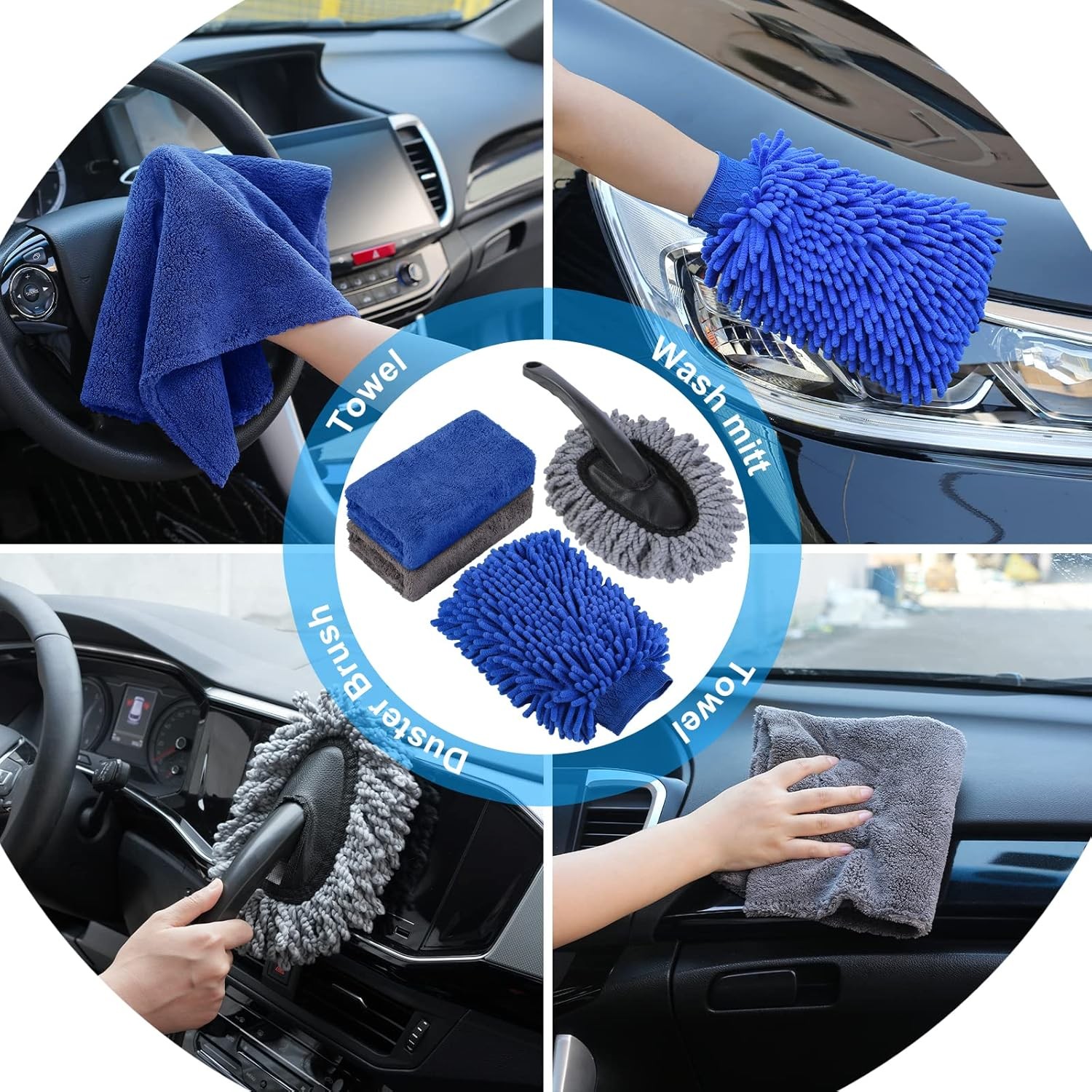 Car Cleaning & Detailing Kit 39-Pcs AUTODECO w/ Vacuum, Brushes & Windshield Too