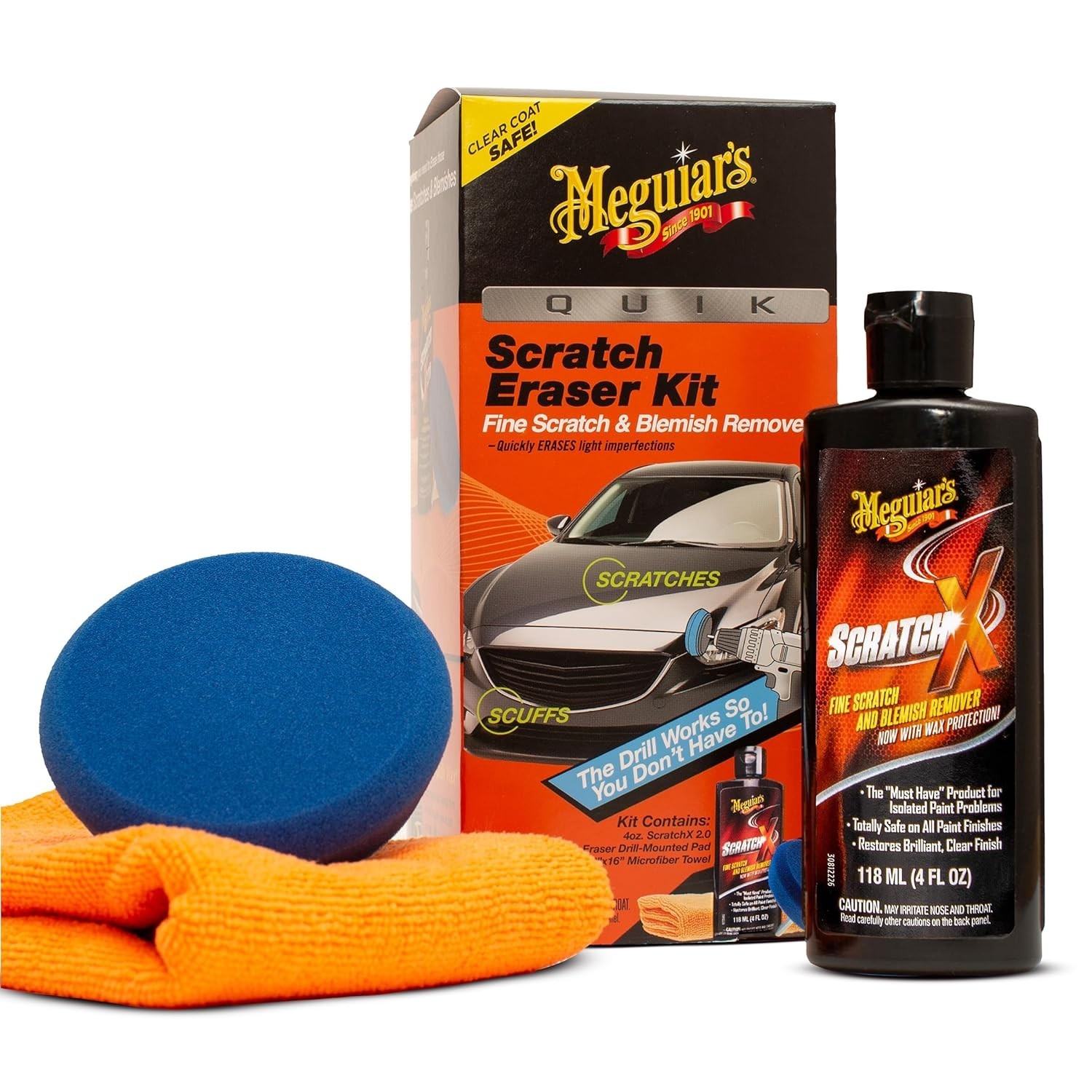 Drill-Activated Quik Eraser Kit for Quick Scratch Removal – Microfiber Included