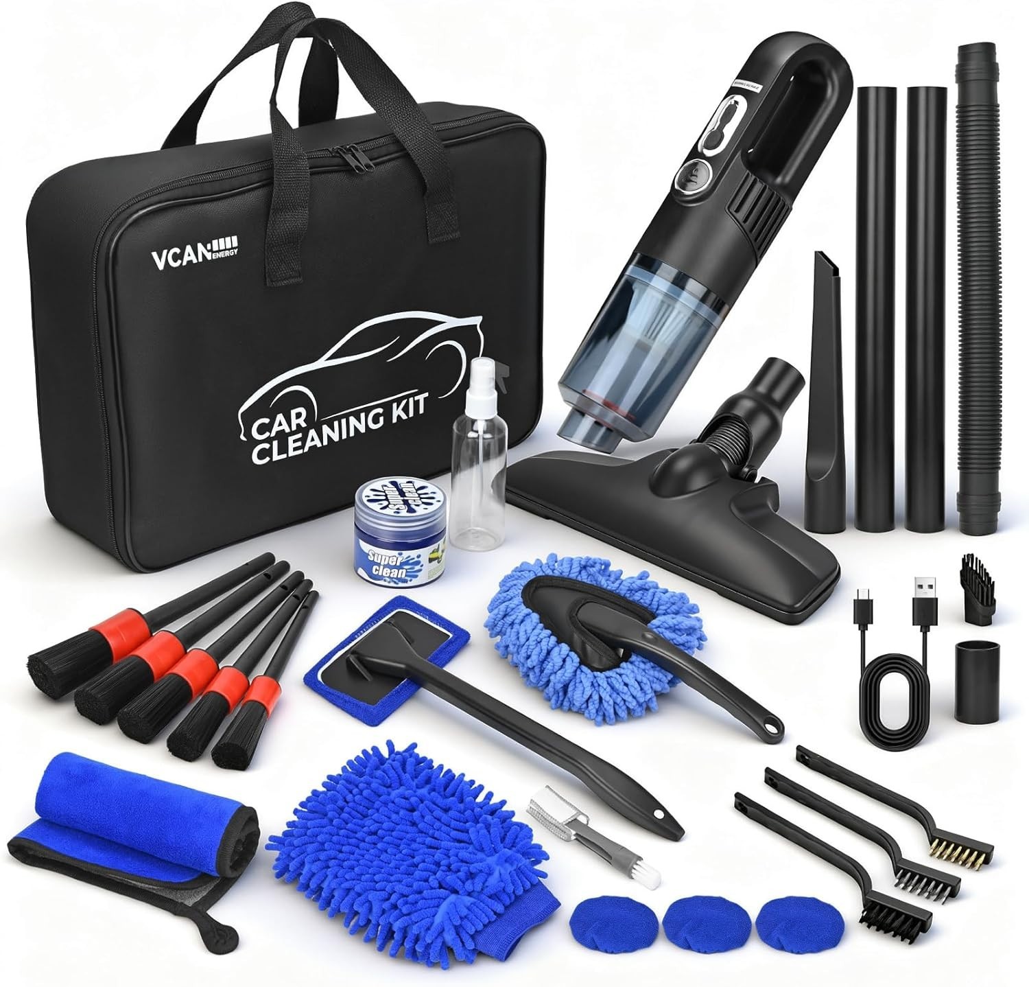 28PCS Car Detailing Kit Interior Cleaner, Car Interior Cleaning Kit with Cord…