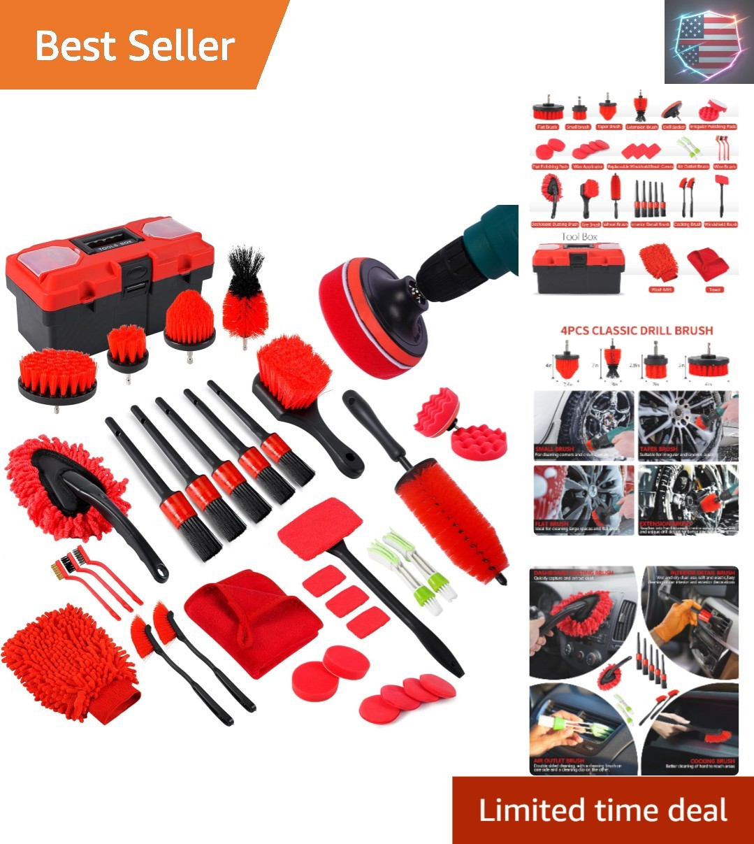 35Pcs Car Detailing Kit, Car Cleaning Kit with Windshield Cleaning Tool and T…