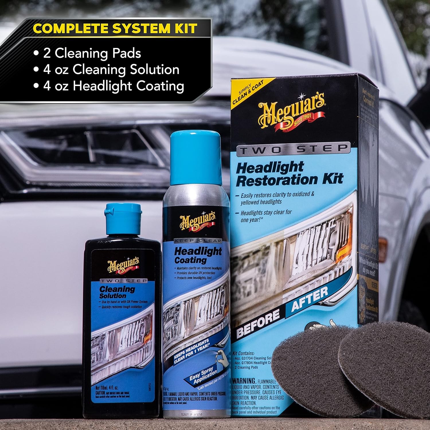 Meguiar’s Two Step Headlight Restoration Kit, Cleaner Restores…