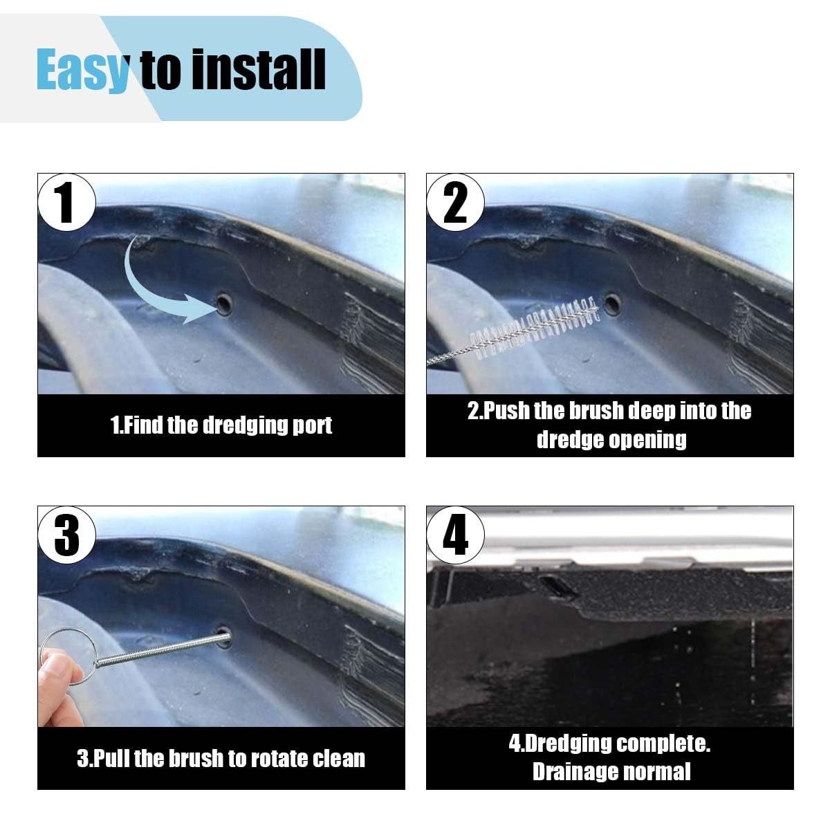 Car Sunroof Drain Cleaning Tool, 61” Long Pipe Cleaner 2PCS, 61inch