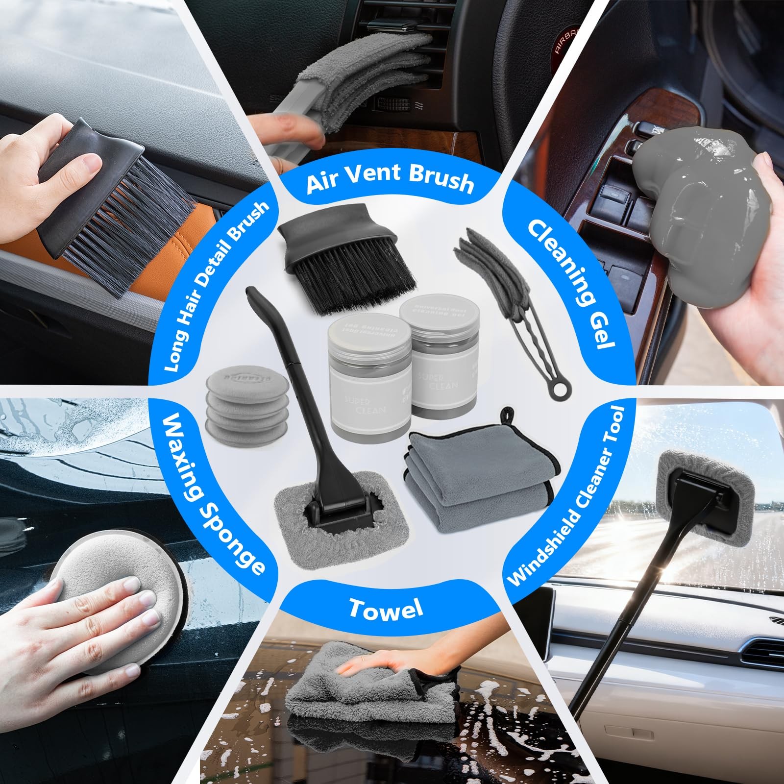 ThinkLearn Car Wash Detailing Kit with Foam Gun, Cleaning Gray(33PCS)