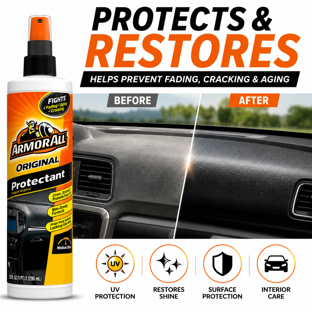 Armor All Dashboard & Trim Protectant 12 Pack Auto Detailing Spray 10 Oz