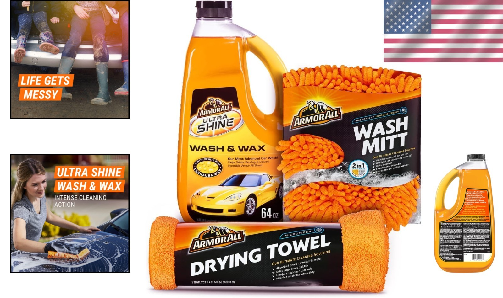 Professional Car Wash Kit: Soap, Noodle Mitt & Lint-Free Microfiber Towel Set