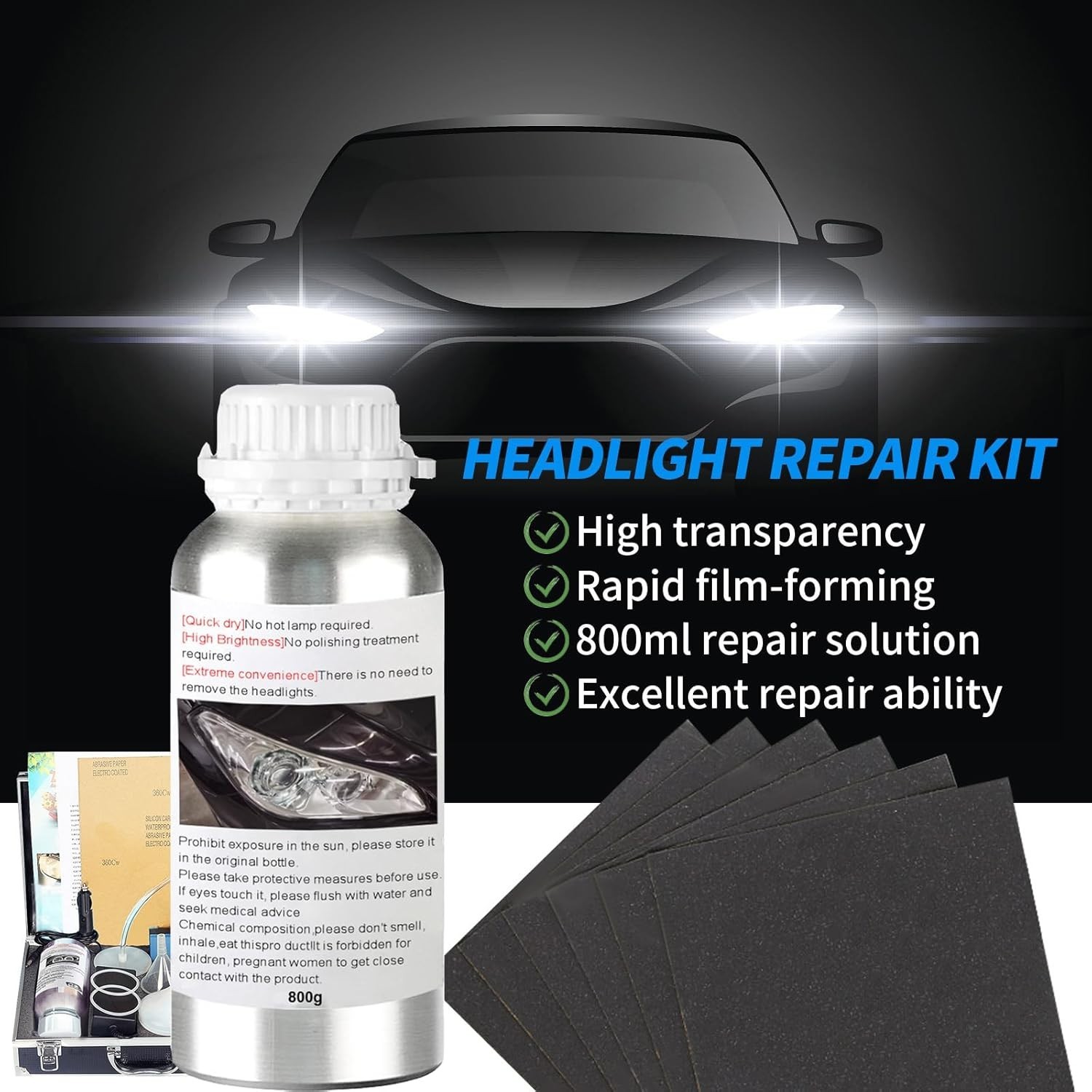 Headlight Restoration Kit, 800g Vapor Head Light…
