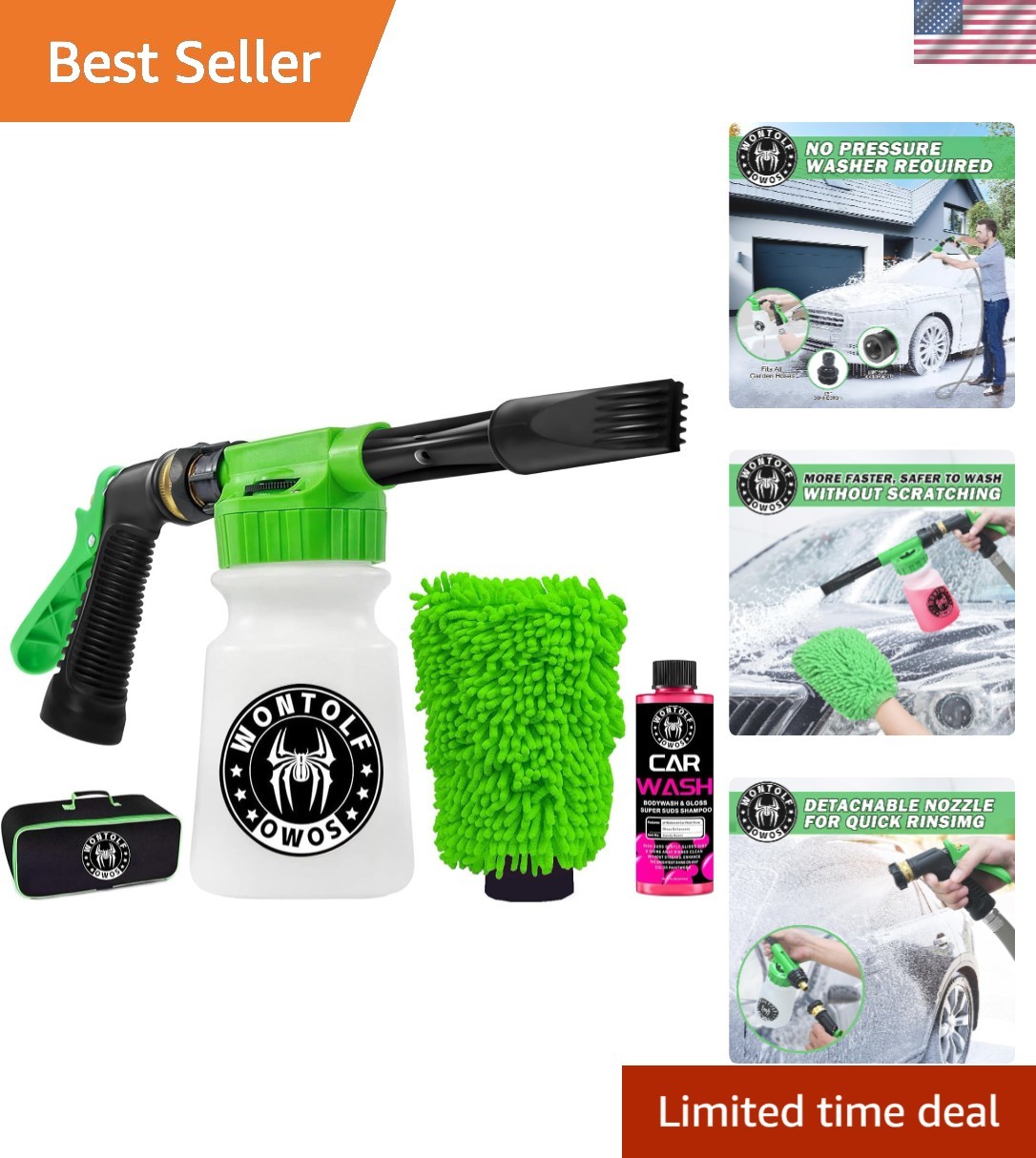 Gentle Foam Car Wash Kit: Scratch-Free Foam Gun with Adjustable Concentration