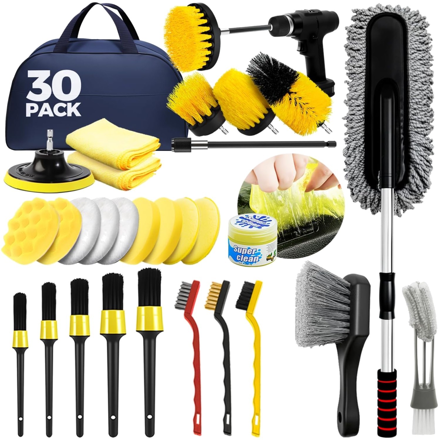 Car Detailing Kit Car Cleaning Tools Set Exterior Interior Wheels 30pcs