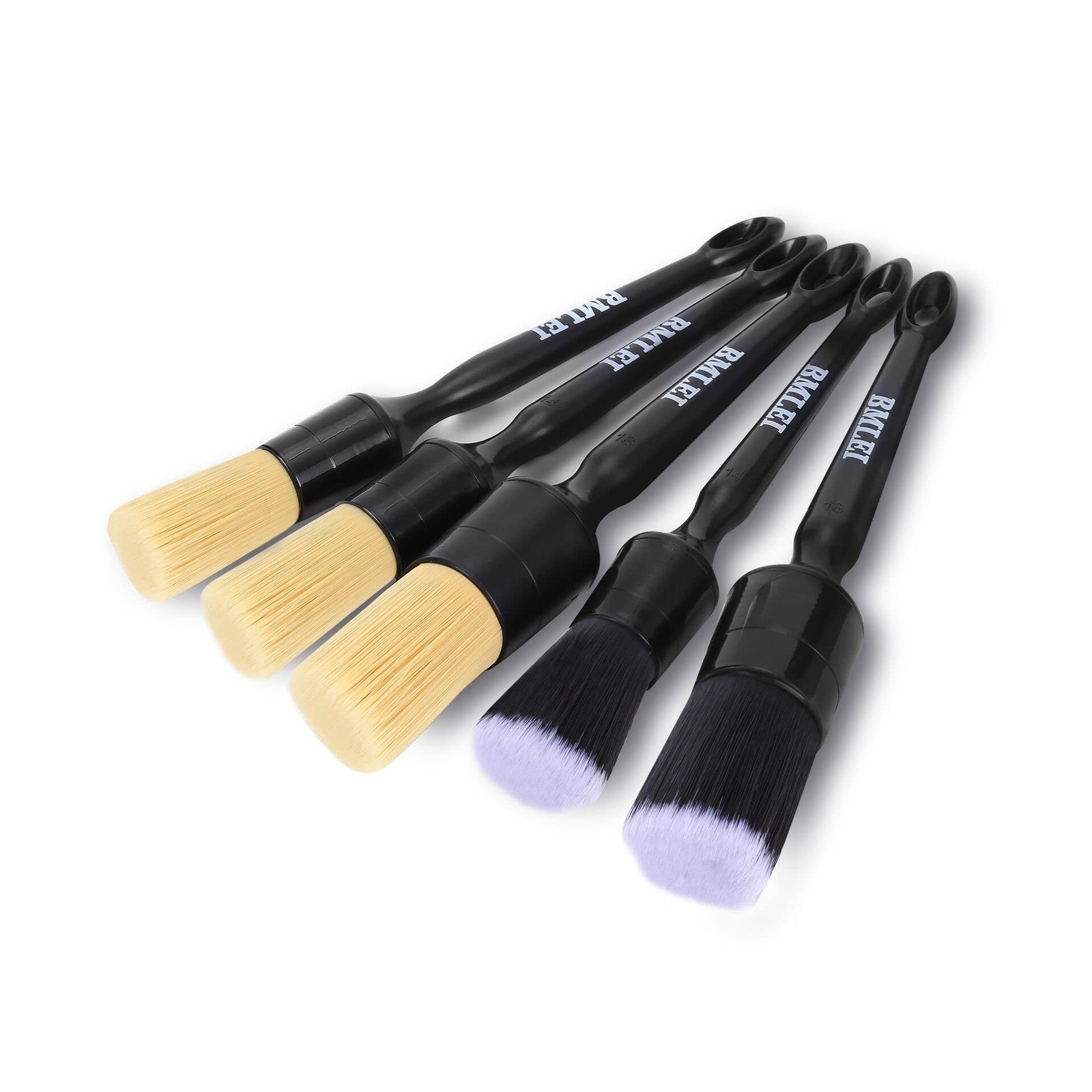 BMLEI 5pcs Car Detailing Brushes Set, Boars Hair Auto Car Detail Brush Kit No…