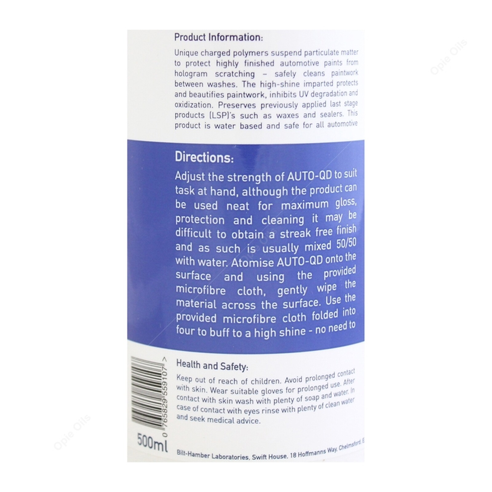 Bilt Hamber Auto-QD – Concentrated Quick Detailer 500ml with Spray & Microfibre