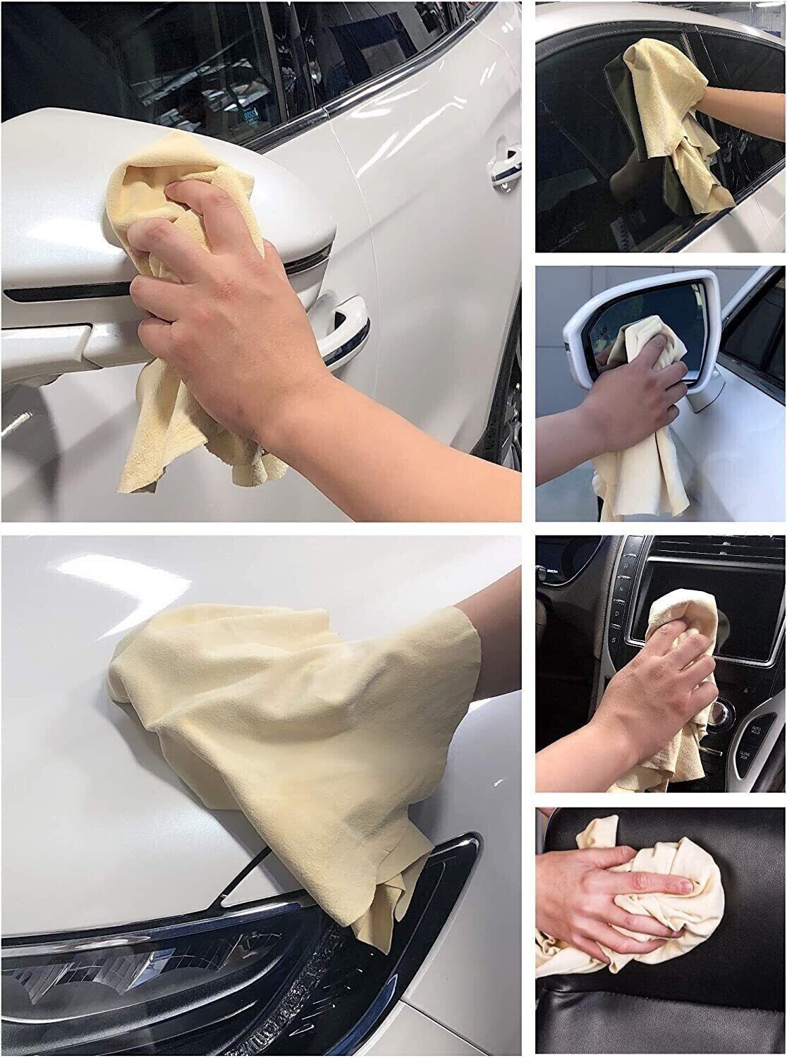 Natural Chamois Leather Car Drying-Towel Cleaning Cloth Absorbent Shammy US