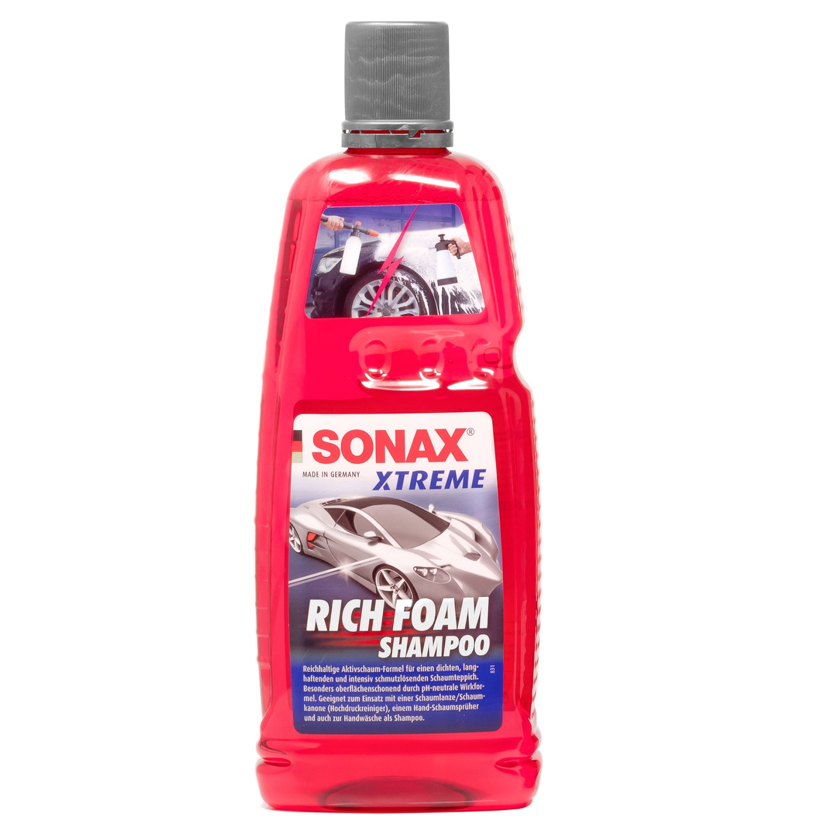 SONAX Xtreme RichFoam Shampoo 1L + XL Chenille Waschhandschuh rot – Autowäsche