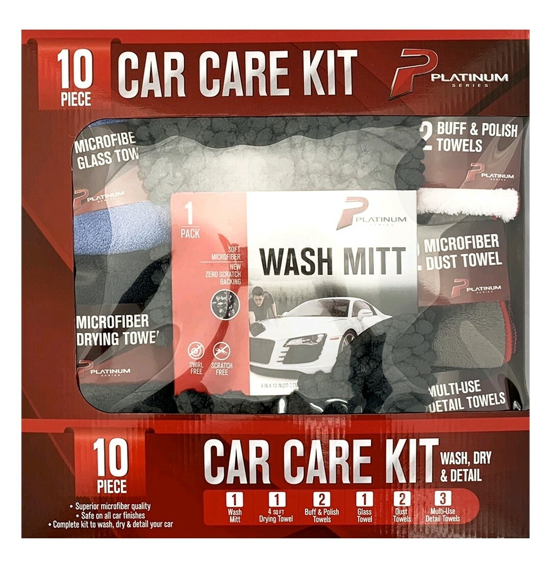 Platinum Series 10 Piece Car Care Kit Brand New Wash Dry & Detail Your Car