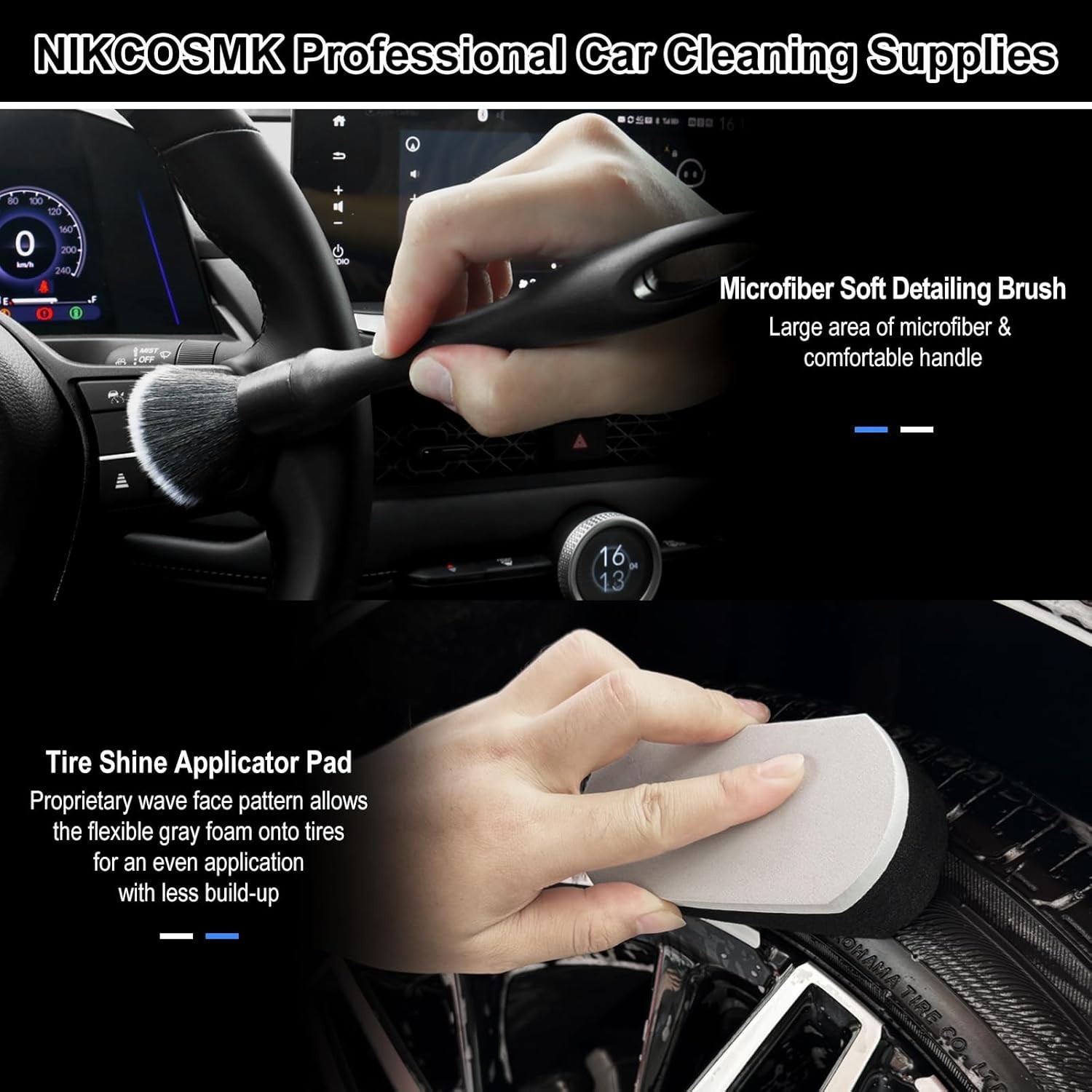 9Pcs Car Wheel & Tire Brush Kit, Wheel Cleaner Brush, Soft-bristled Rim Brush…