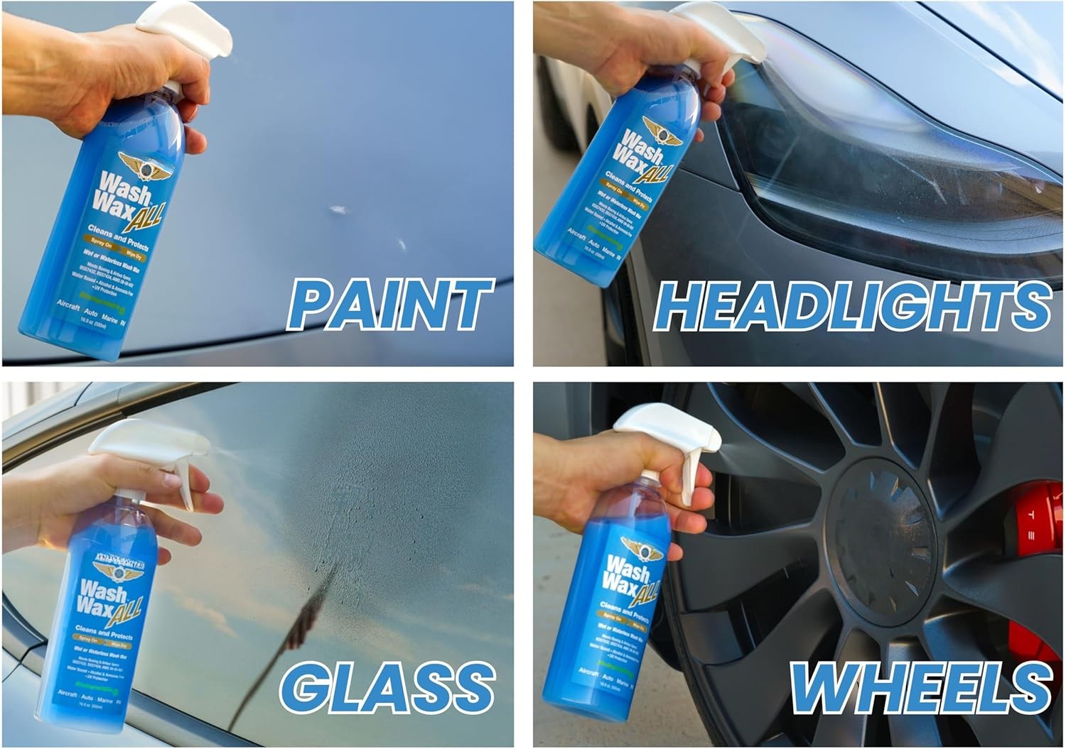 Wet or Waterless Car Wash Wax Kit 144 oz, UV Protected. Cleans
