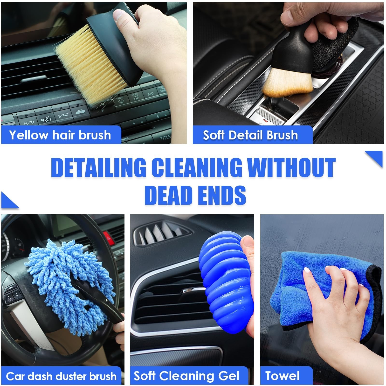 18PCS Car Cleaning Kit – Interior Detailing Set, Handheld Vacuum, Brushes & Gel