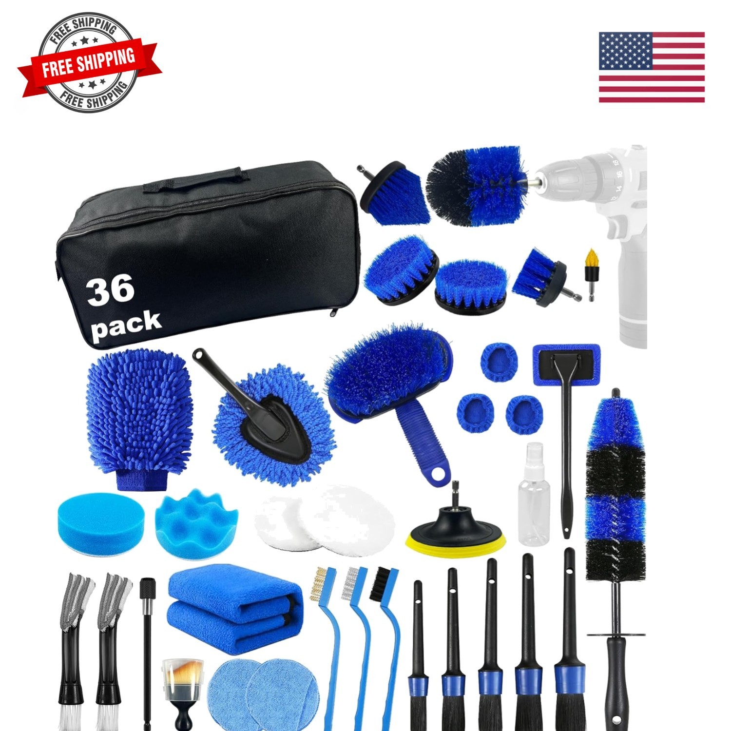 Car Detailing Kit,36pcs Car Detailing Brush Set,Car Cleaning Kit with Profess…