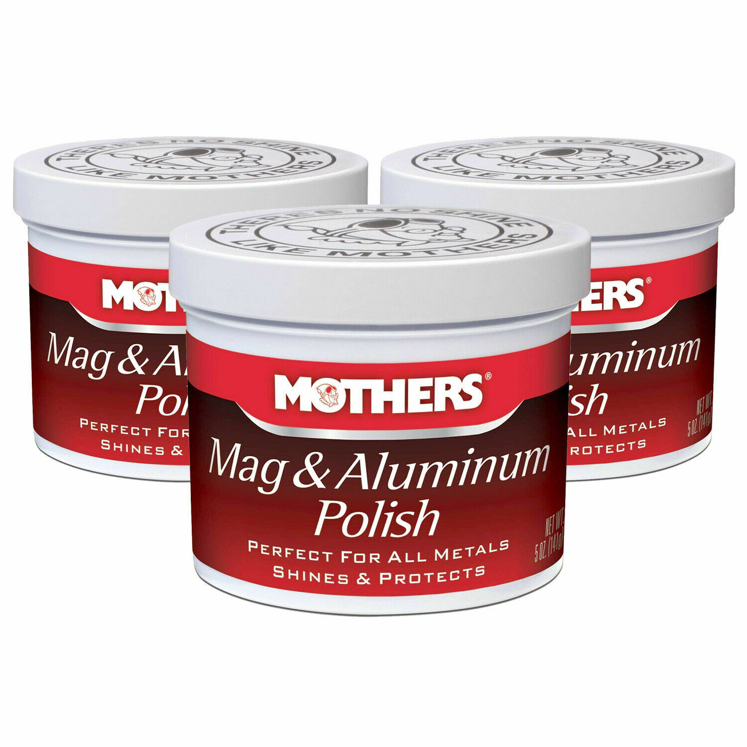 3 Jars MOTHERS Mag Wheel Aluminum Polish All Metals Shine Protect Car Truck 5oz
