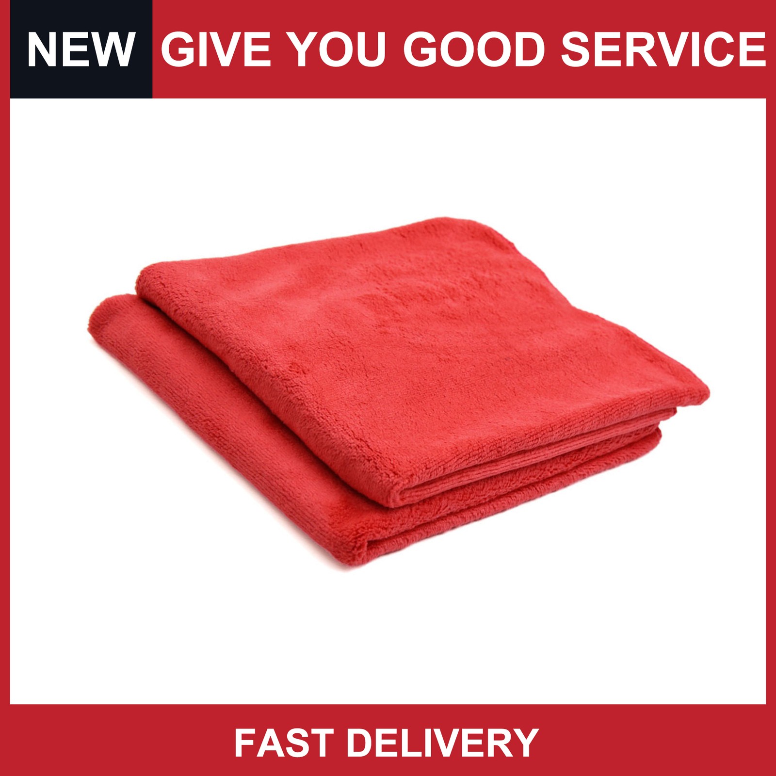 Universal 40x40cm 400GSM Car Cleaning Towels Drying Washing Cloth Red Pack of 2