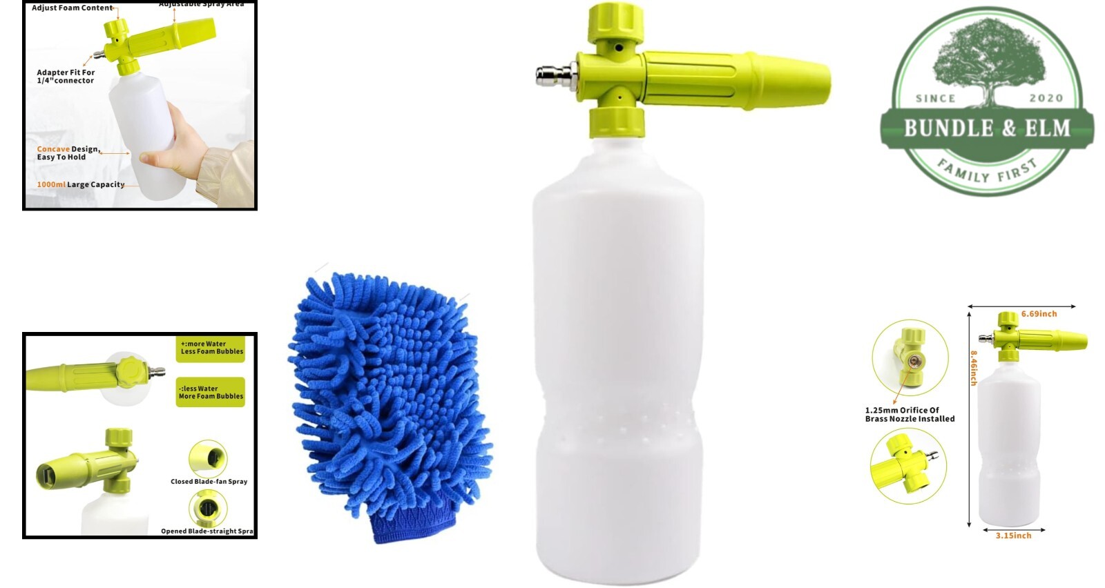 Foam Cannon 1L Bottle Car Wash Snow Foam Lance Pressure Washer Nozzle